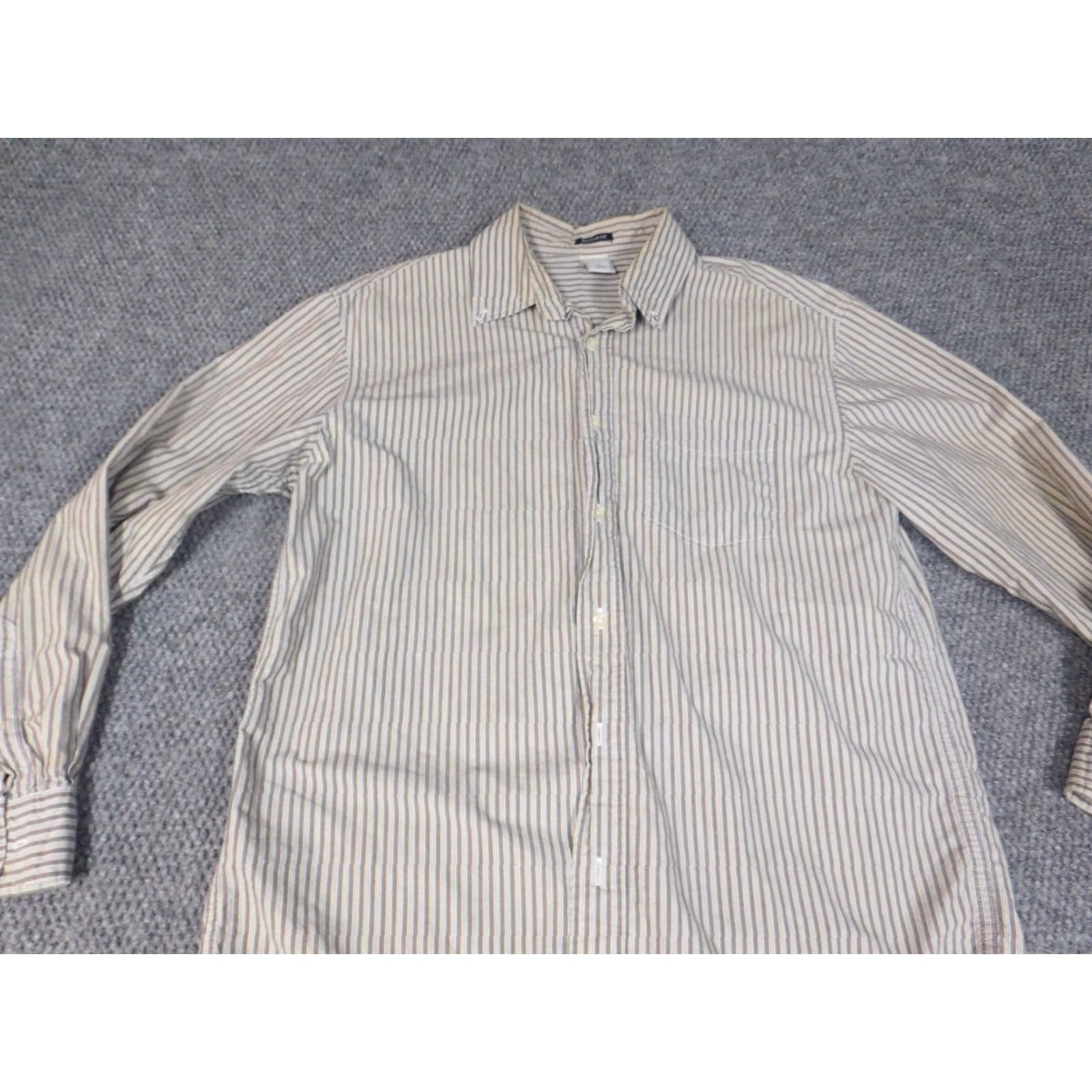 Old Navy Old Navy Shirt Mens Medium Brown Striped Button-Down Collared Long Sleeve Cotton Knit Pocketed Buttons Vintage? No (but no). Size US M / EU 48-50 / 2 - 4 Thumbnail