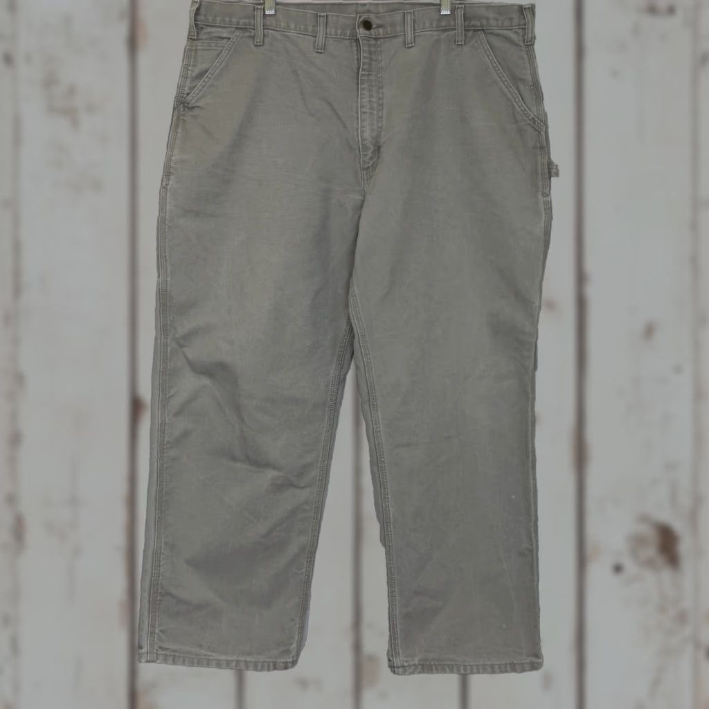 Carhartt VINTAGE Carhartt Carpenter Pants Mens 44x30 Beige Duck Dungaree Fit 100% Cotton B11 Workwear Size US 44 / EU 60 - 1 Thumbnail