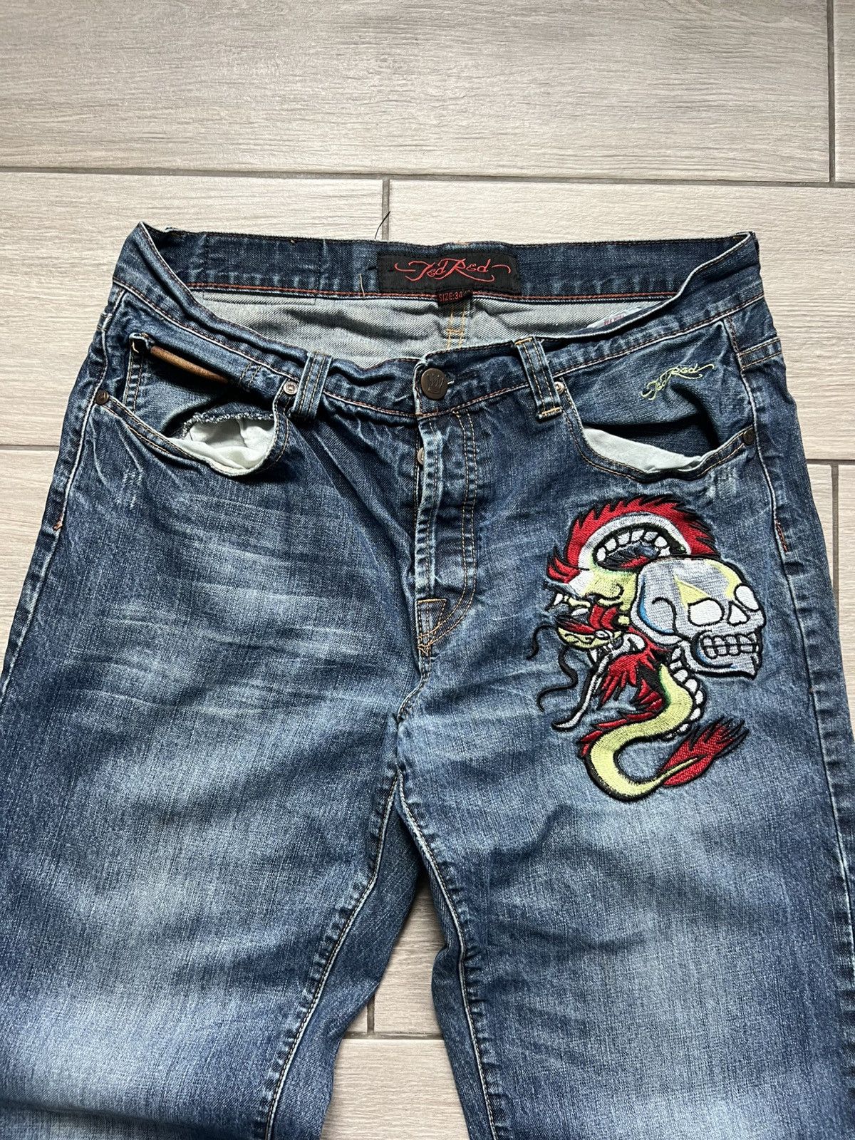 Ed Hardy Vintage Style Ed Hardy Jeans by Christian Audigier Pants Size US 34 / EU 50 - 19 Thumbnail