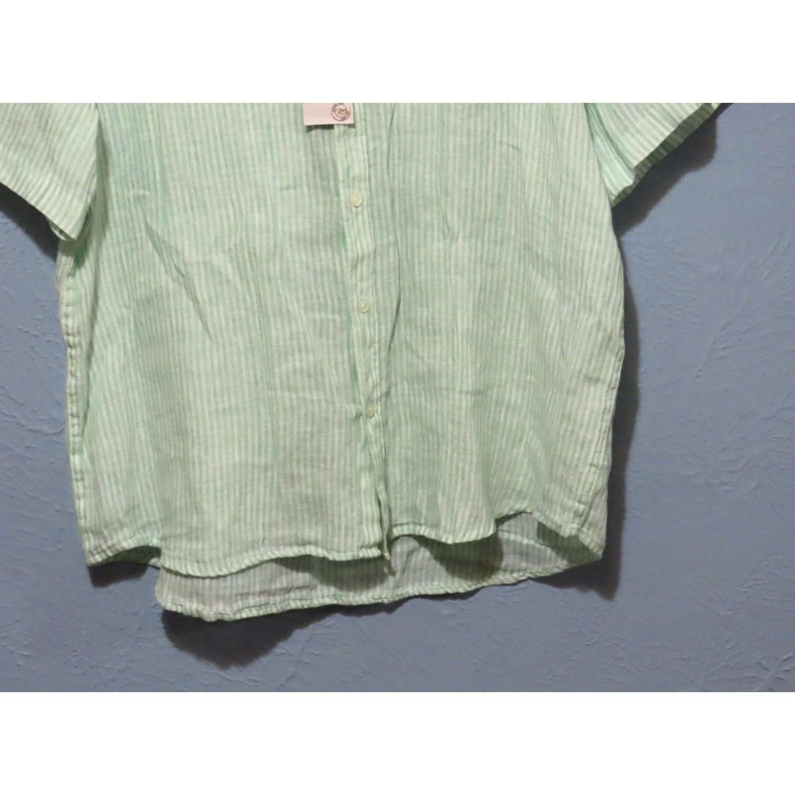Panama Jack Panama Jack Shirt Men 2XL Green Striped Linen Button-Up Short Sleeve Casual Hawaiian Camp Shirt Size US XXL / EU 58 / 5 - 2 Thumbnail
