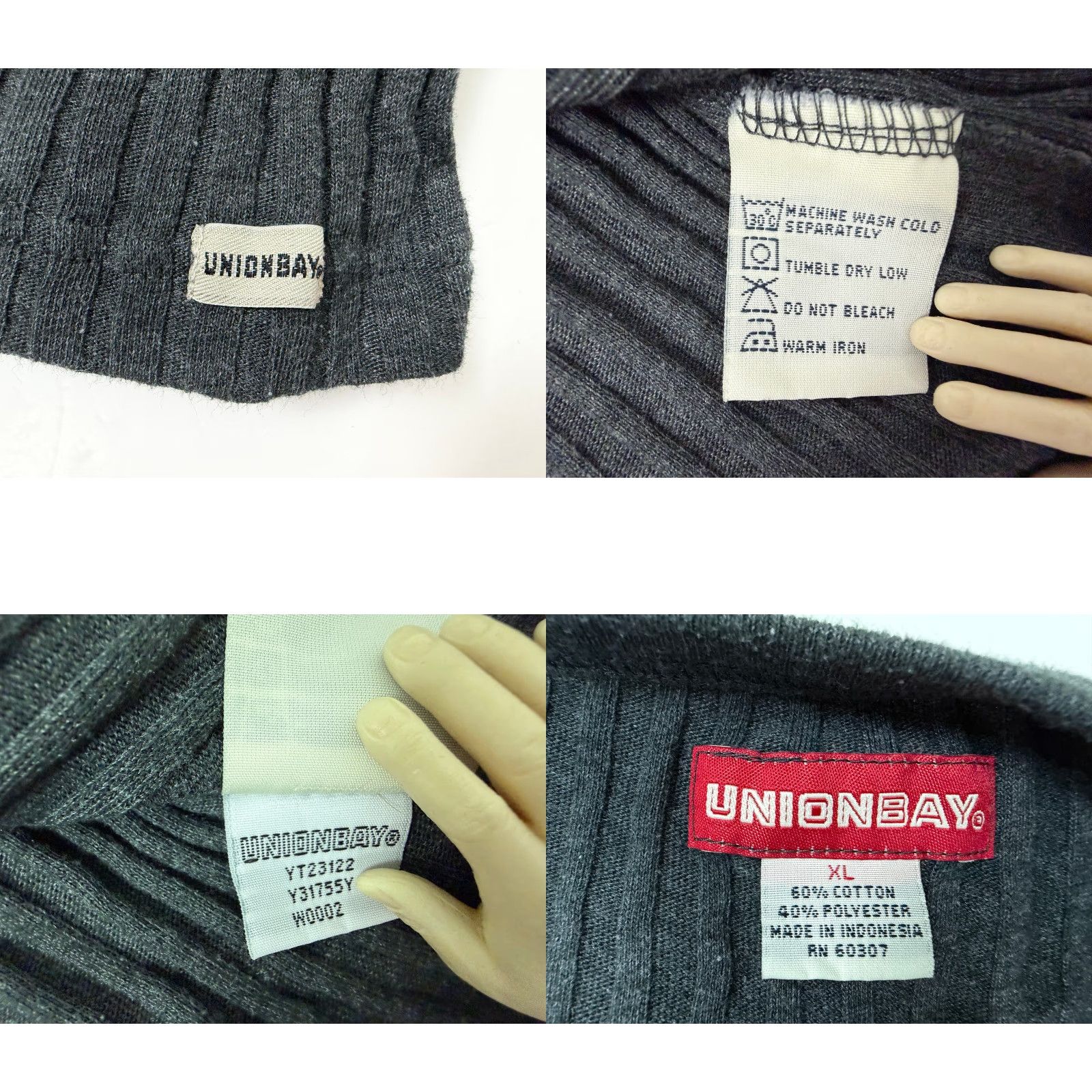 Vintage VINTAGE Unionbay V-Neck Shirt Men XL 90s Gray Ribbed Stretch Lightweight Short Sleeve T-Shirt Mens Size US XL / EU 56 / 4 - 9 Thumbnail
