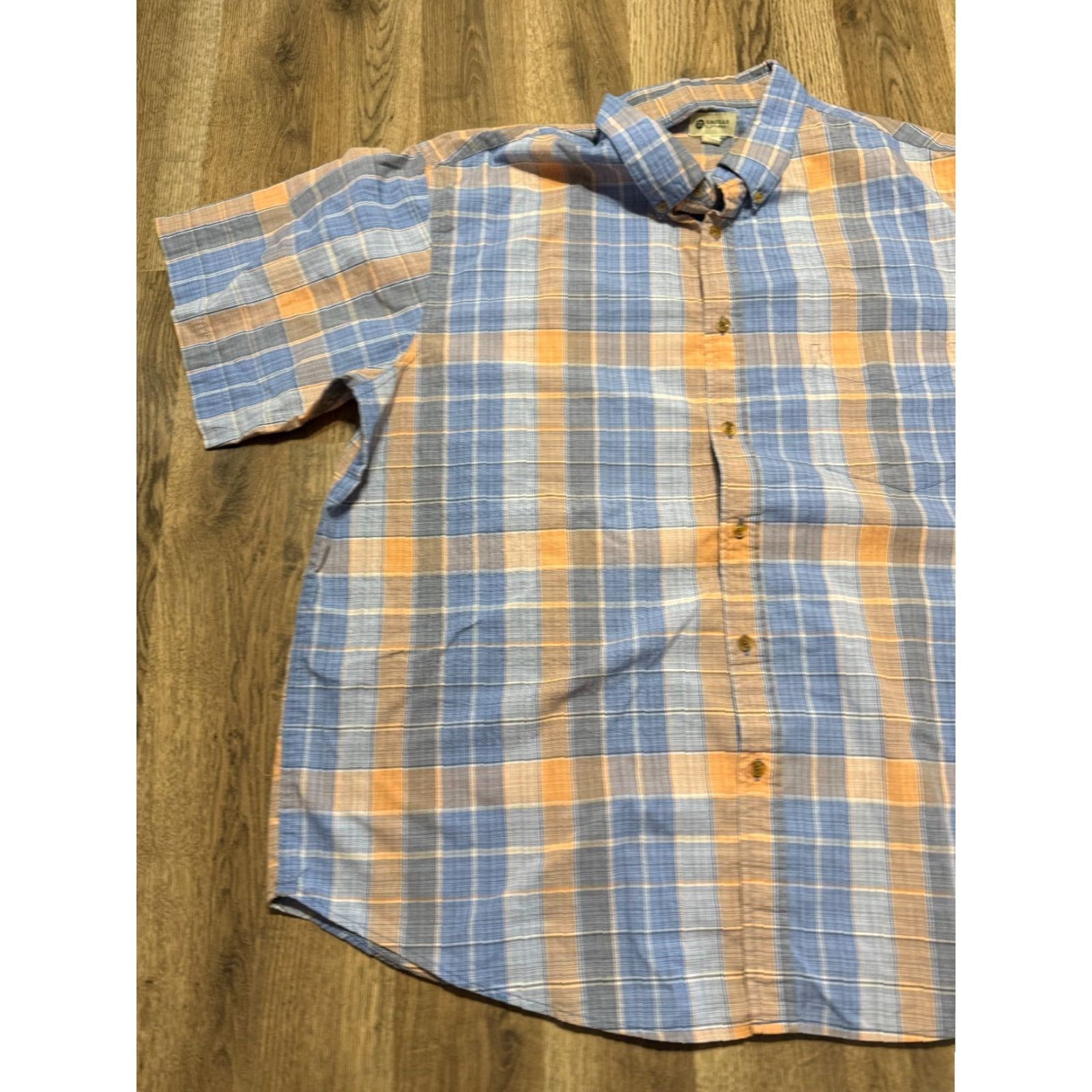 Haggar Haggar Shirts Men's XXL Blue Orange Short Sleeve Button Up Plaid Casual Shirt Size US XXL / EU 58 / 5 - 4 Thumbnail