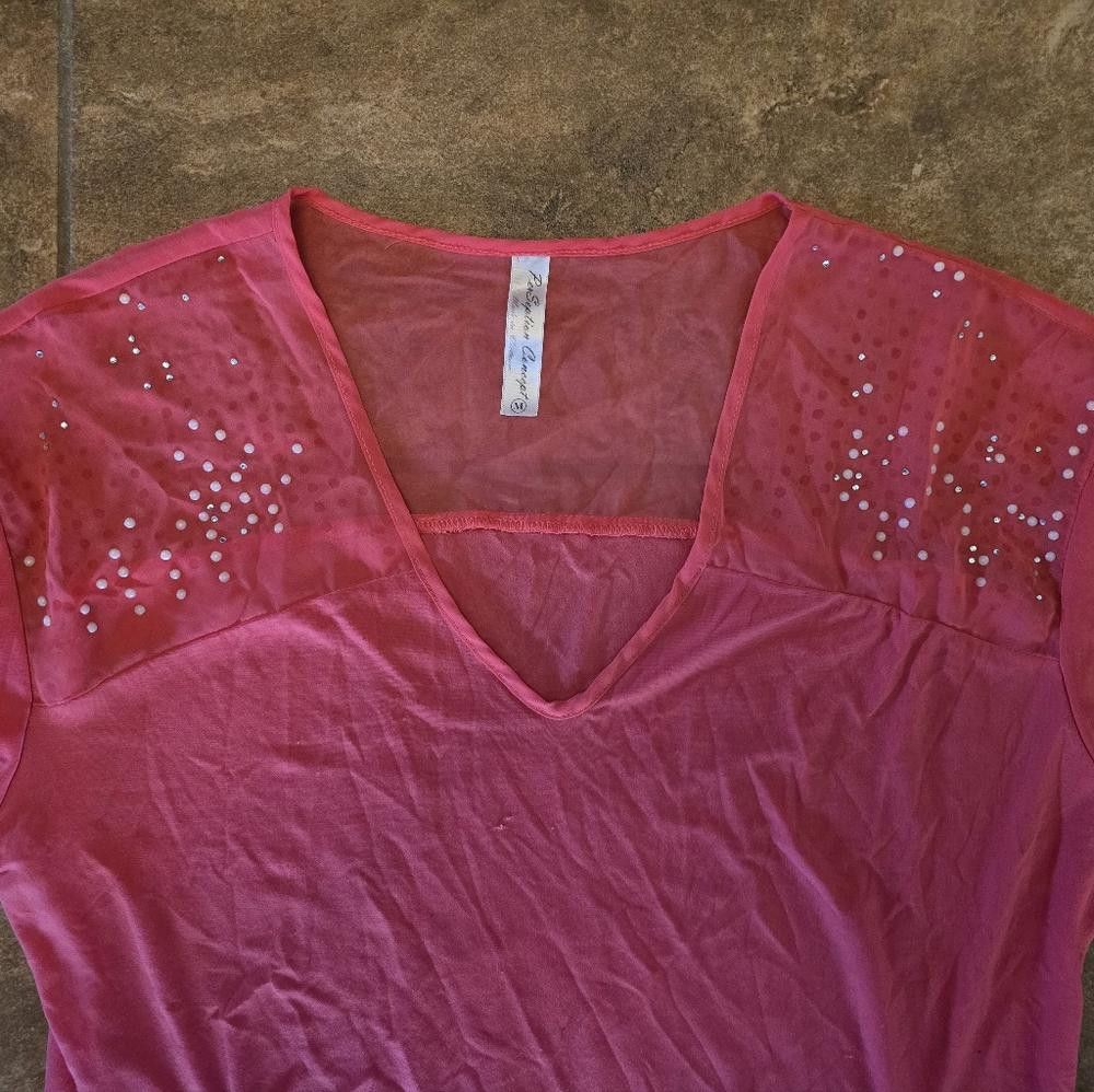 Designer Dark Pink Bling Detailed PSC Short Sleeve Size M / US 6-8 / IT 42-44 - 3 Thumbnail
