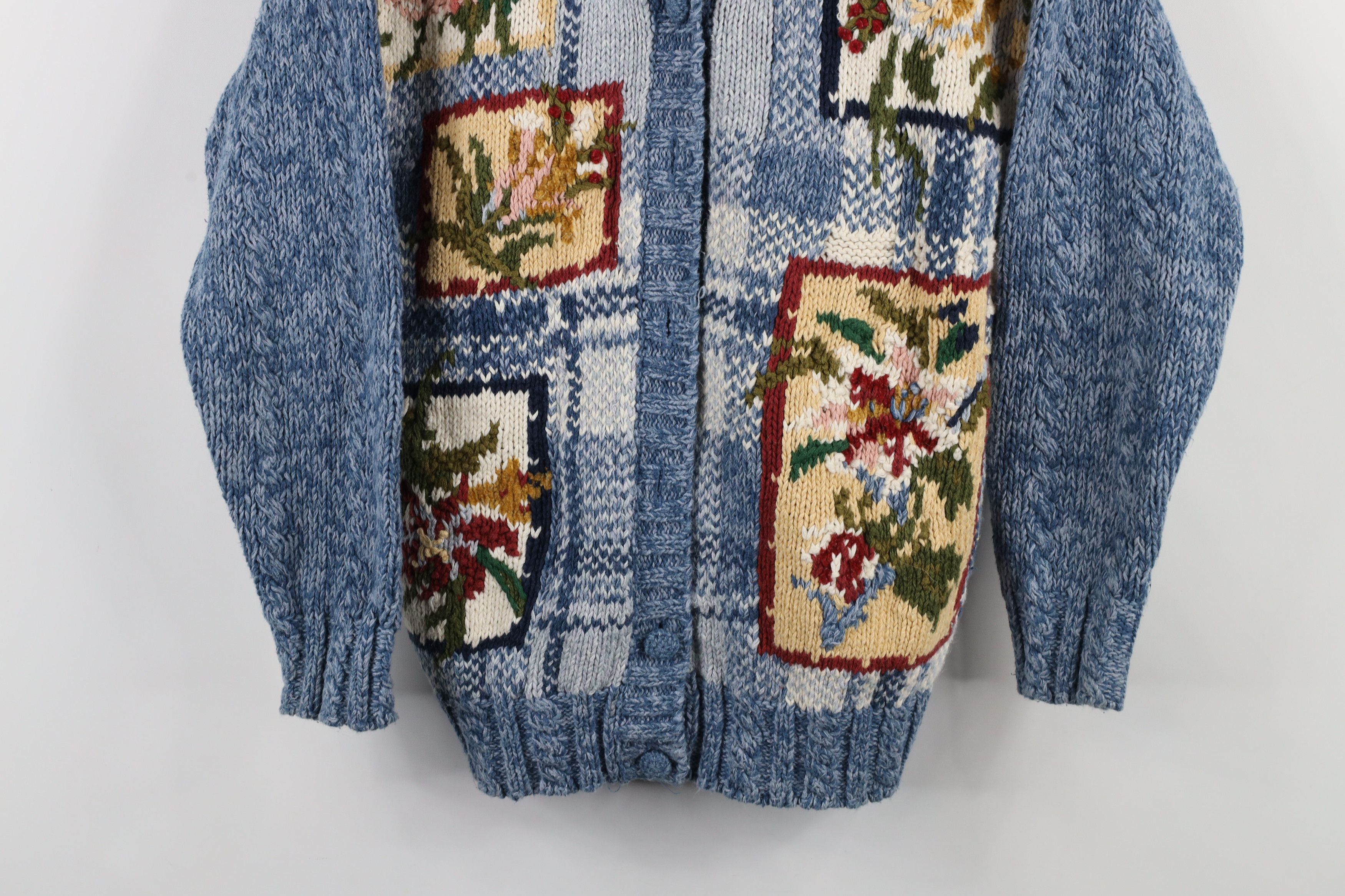 Vintage Vintage 90s Streetwear Checkered Flower Cardigan Sweater Size M / US 6-8 / IT 42-44 - 3 Thumbnail