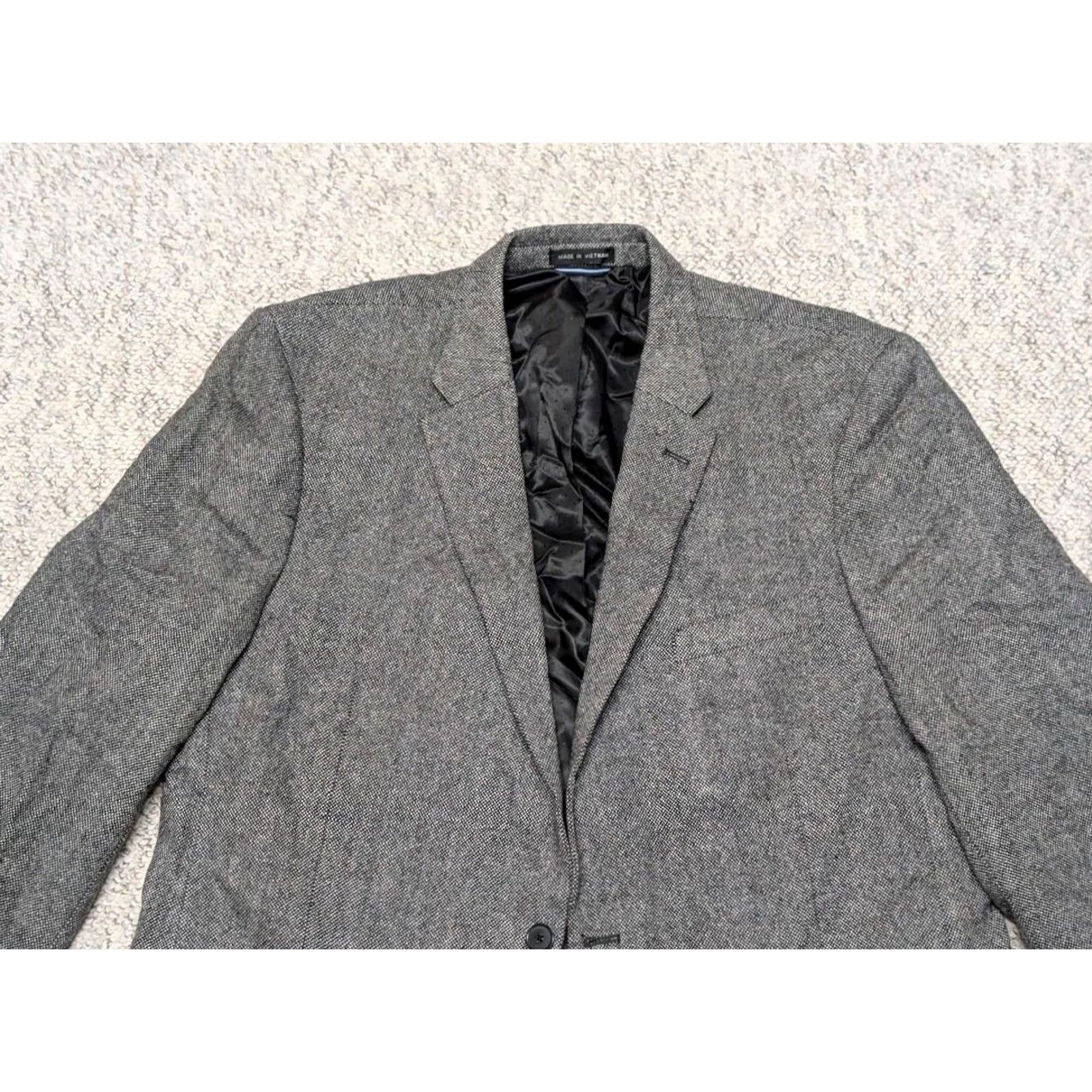 Tommy Hilfiger TOMMY HILFIGER blazer TWEED gray 46L wool sportscoat blazer 46L Mens Notch Wool Tweed Gray, Weave, Two-Button, Regular Fit Size 46R - 5 Thumbnail