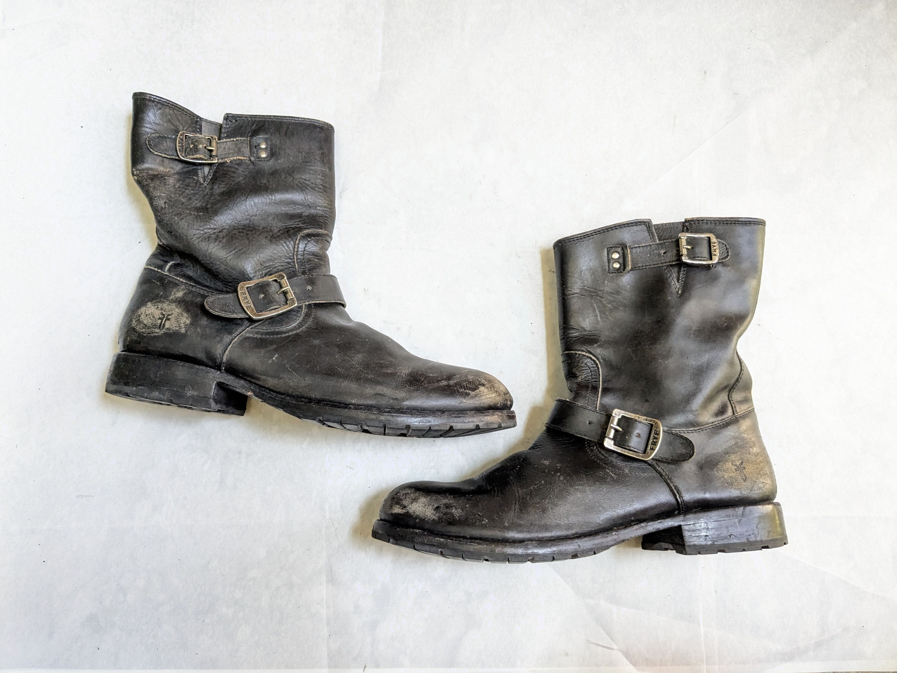 Frye Frye Engineer Black Leather 11 D Leather Buckle Size US 11 / EU 44 - 1 Thumbnail