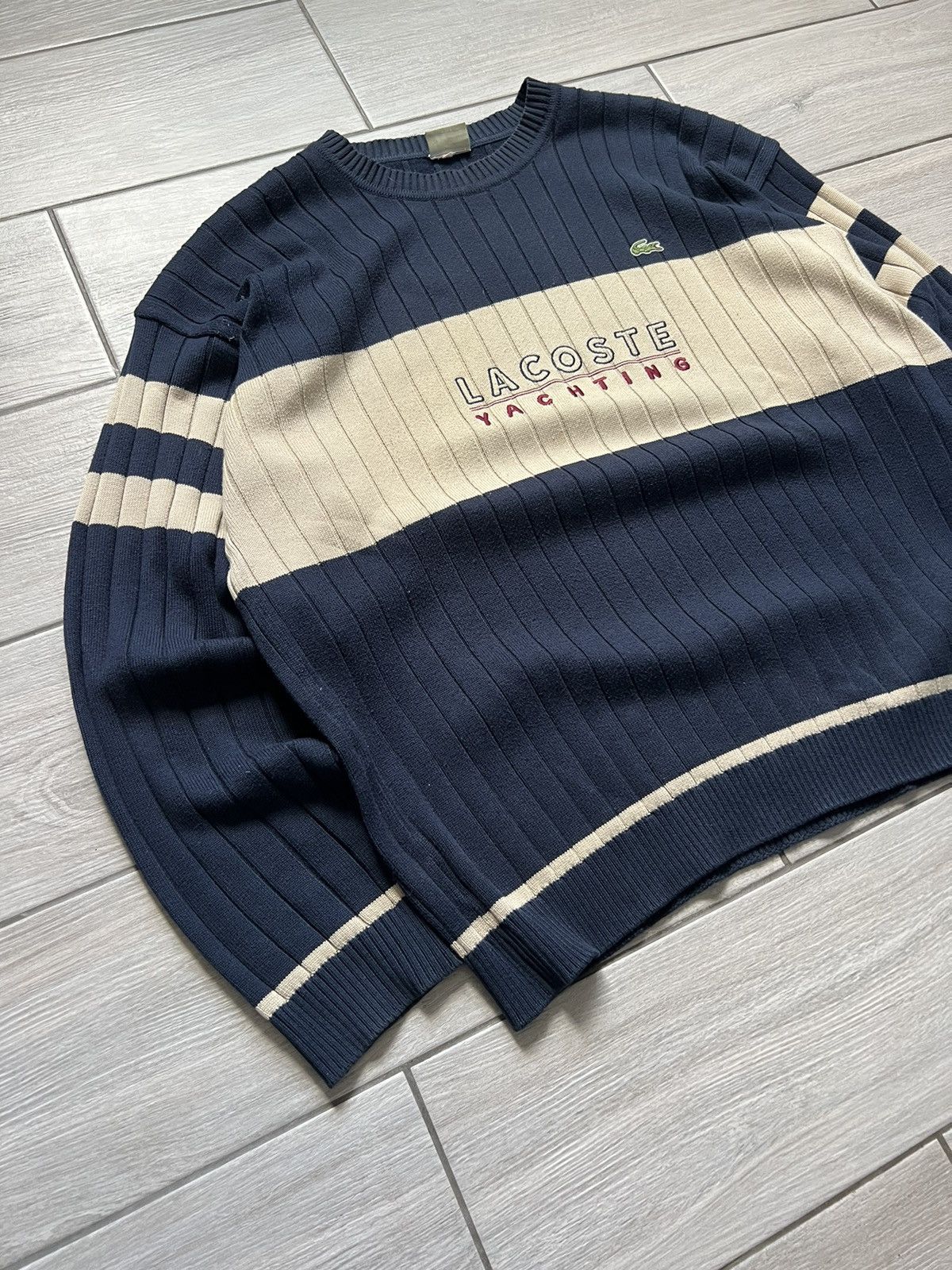Lacoste Vintage 90s Lacoste Sweatshirt Stripe Big Logo Streetwear Size US XXL / EU 58 / 5 - 5 Thumbnail