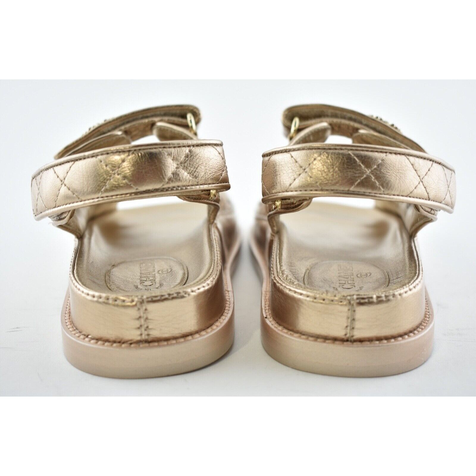 Chanel Chanel 21C Bronze Quilted Chain CC Logo Mule Slide Strap Size US 6 / IT 36 - 11 Thumbnail