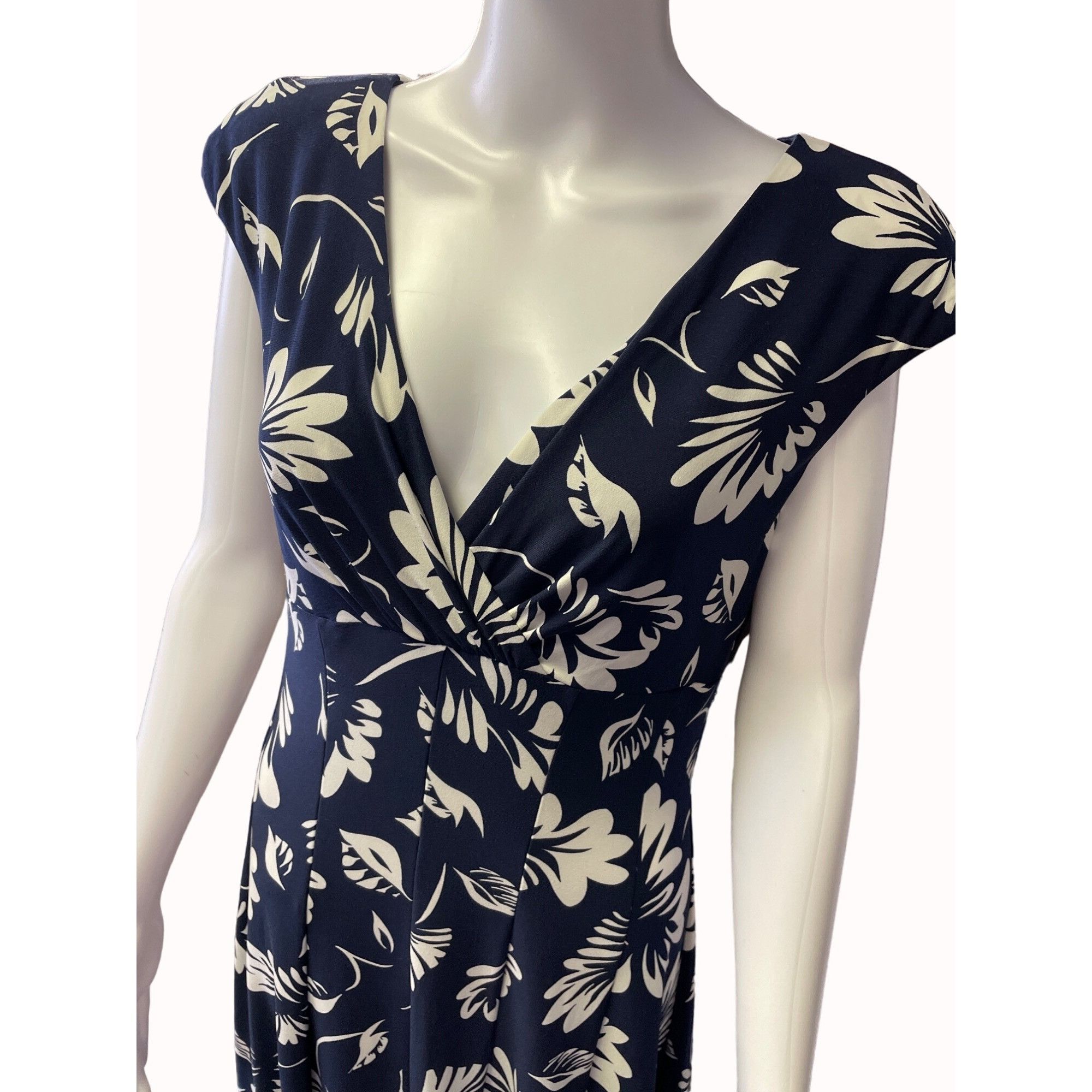 Lauren Ralph Lauren Lauren Ralph Lauren Women's Blue Tropical Leaf Sleeveless Dr Size L / US 10 / IT 46 - 2 Thumbnail