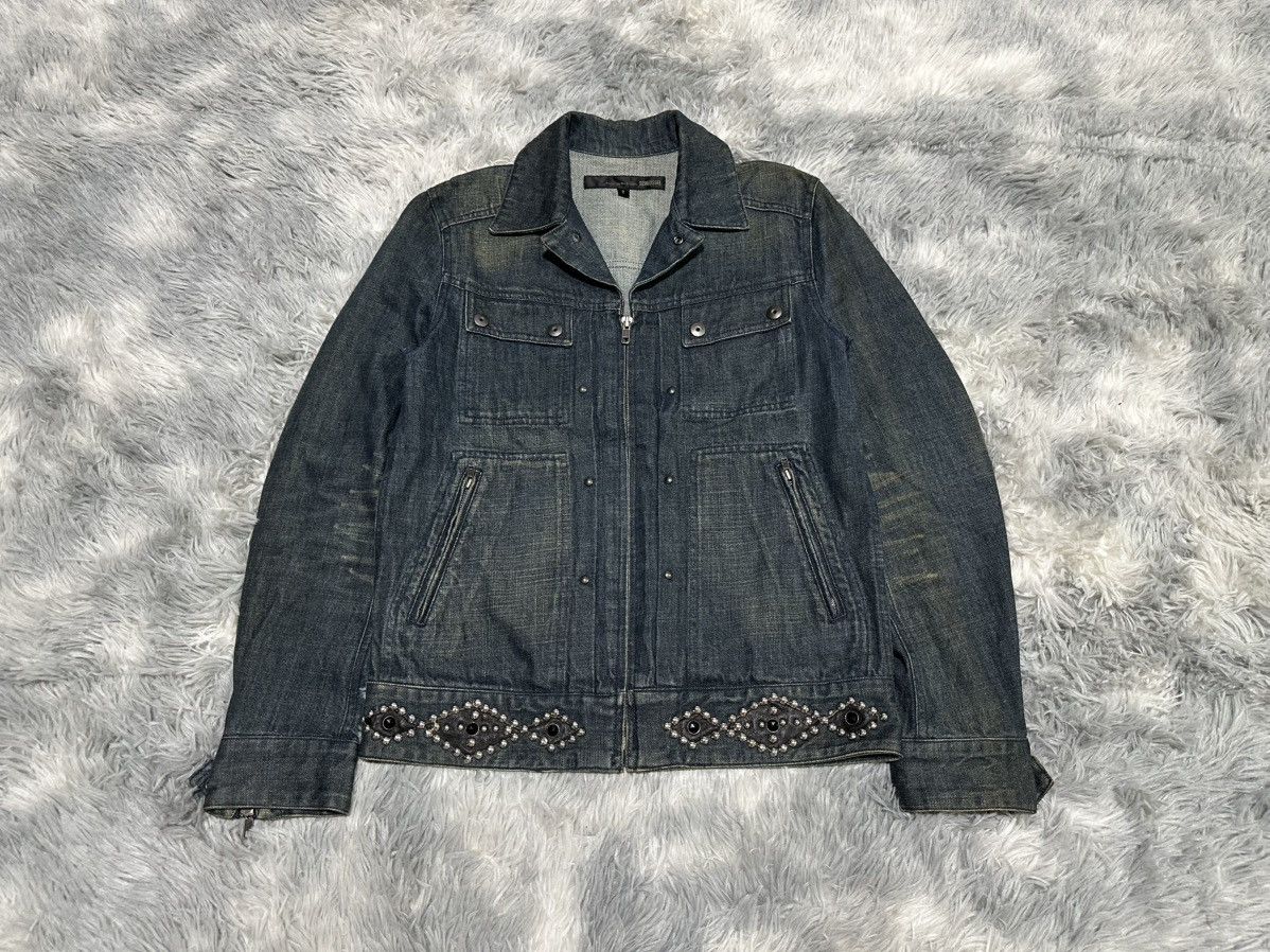 Schlussel 🔥Y2K Archived Schlussel Rhinestone Studded Denim Jacket Zip Size US M / EU 48-50 / 2 - 2 Thumbnail