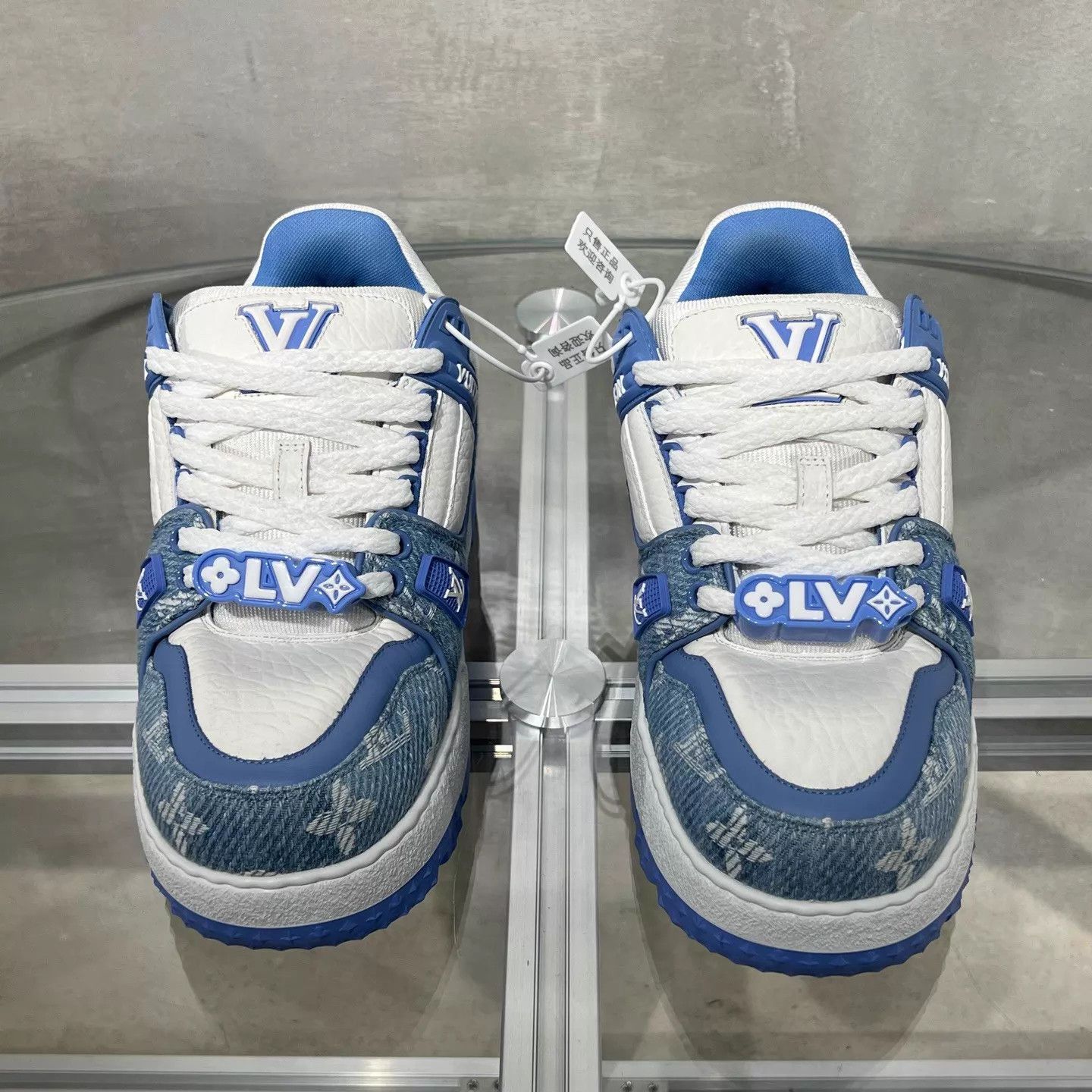 Louis Vuitton LV Trainer Maxi WhtBl Dnm Clefable UK3/37 YH24731 Size US 6.5 / IT 36.5 - 1 Thumbnail