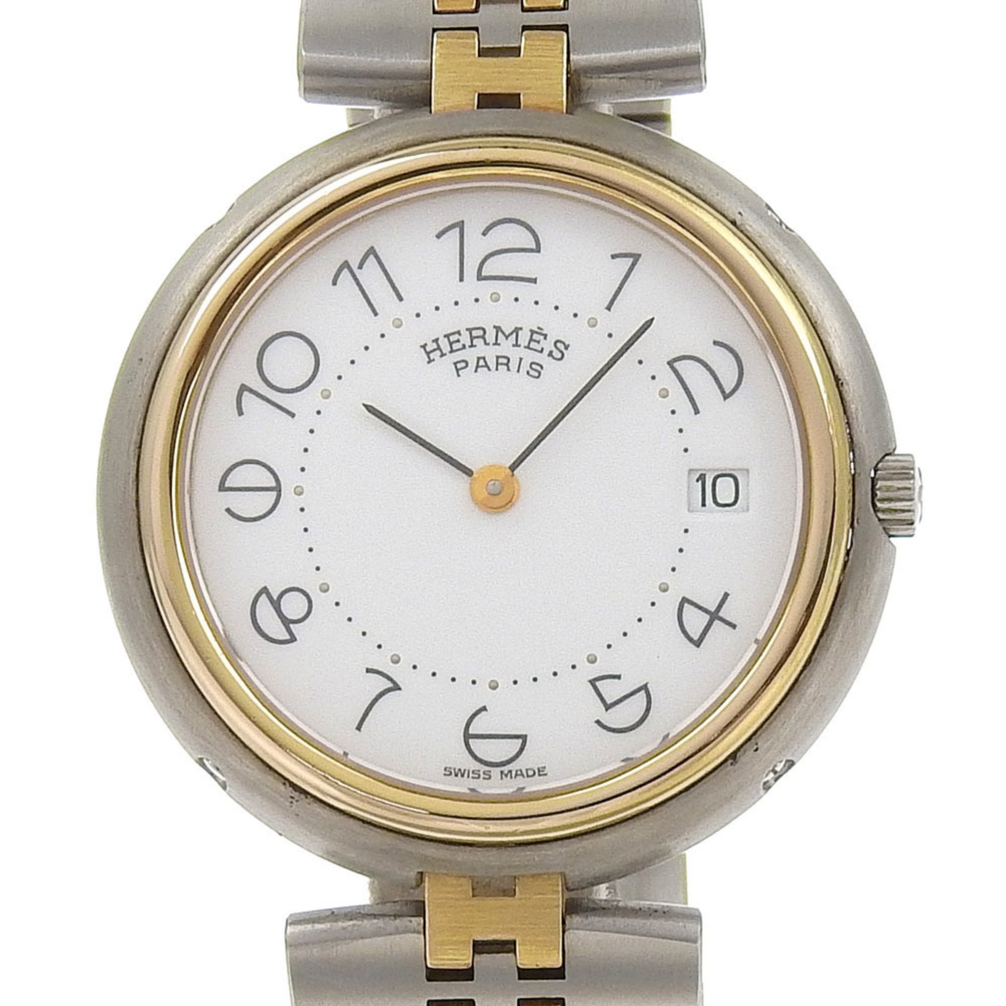 Hermes Hermes Profile Date Watch, combination, stainless steel x gold plated, quartz, analog display, white dial, date, men's Size ONE SIZE - 1 Thumbnail