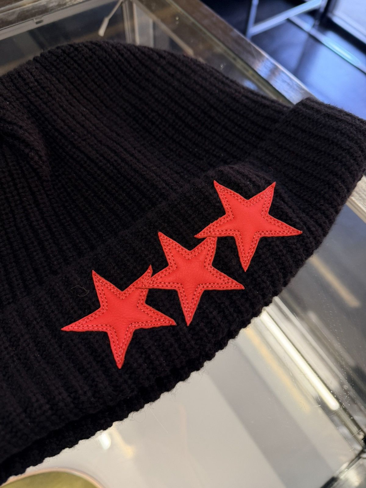 Chrome Hearts Chrome Hearts Triple Star Patch Beanie Size ONE SIZE - 3 Thumbnail
