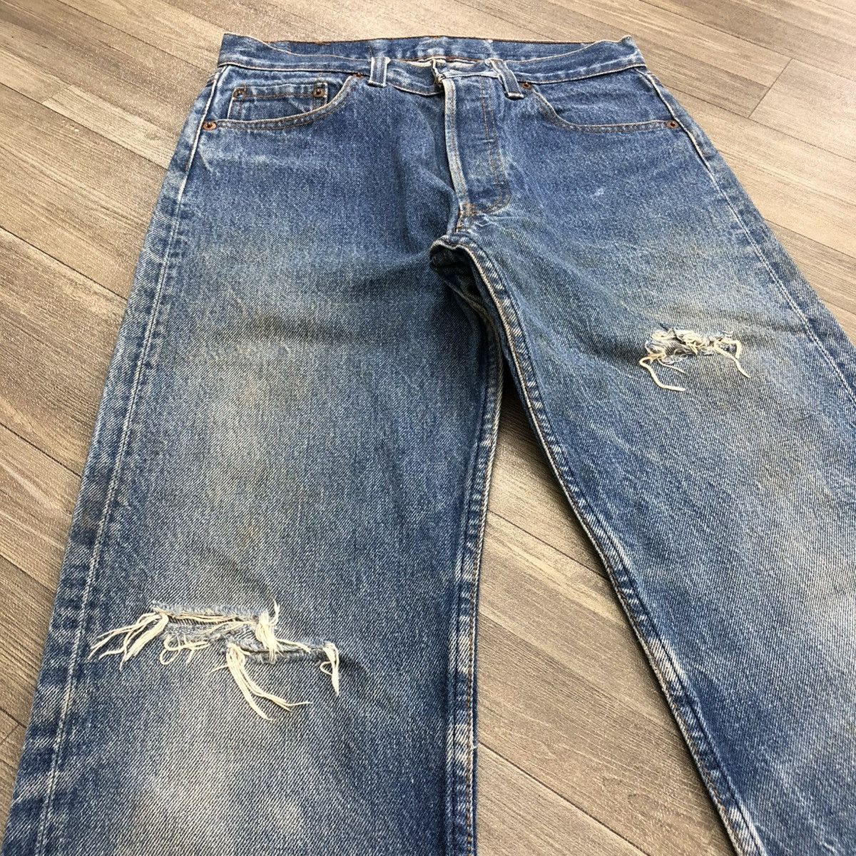 Levi's × Levi's Vintage Clothing 🇺🇸70’s Vintage Levis 501 29x32 Straight Leg Distressed Jeans Size US 29 - 3 Thumbnail