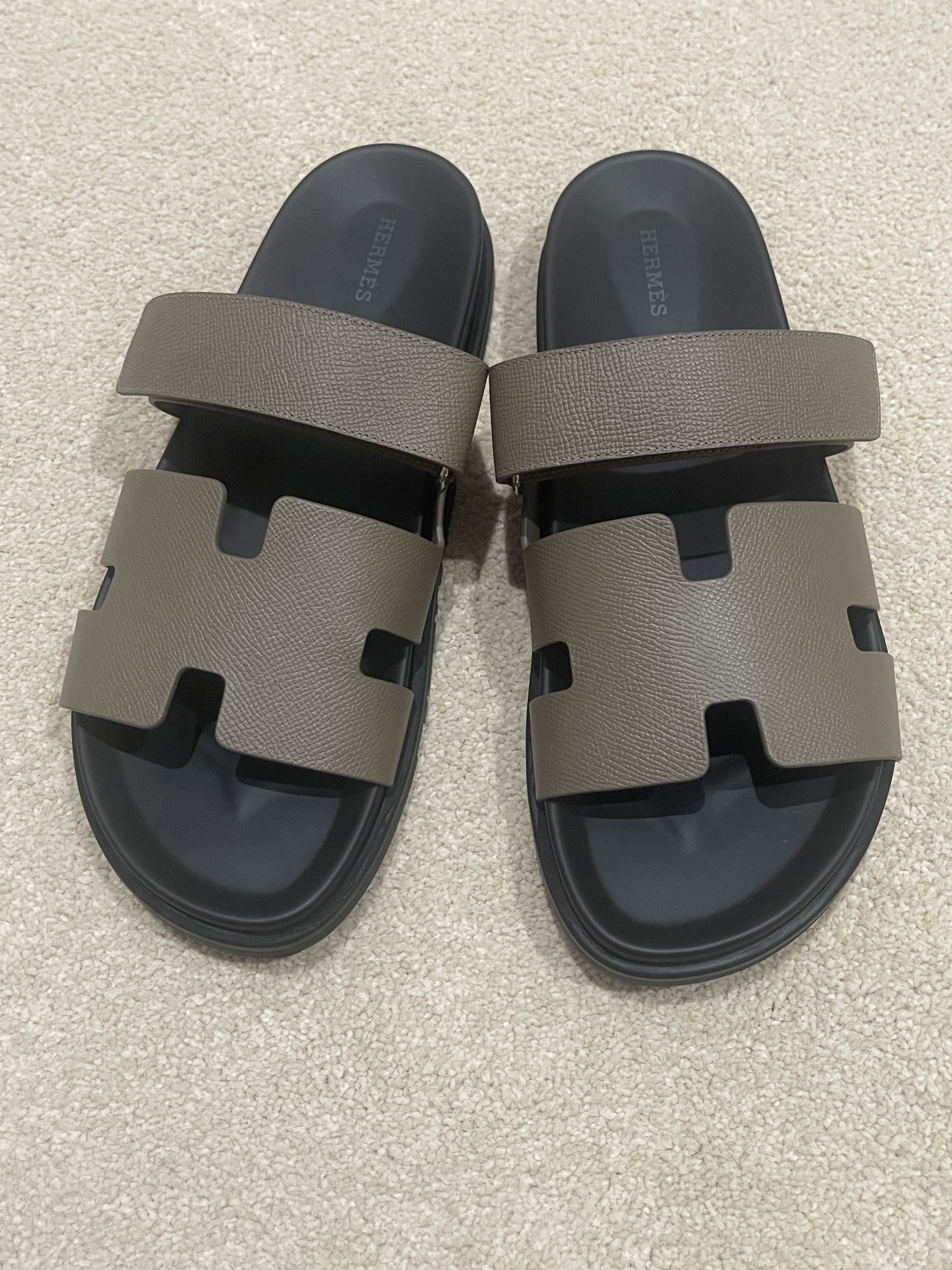 Hermes Hermès Brand New, Unworn Men's Etoupe Epsom Chypre Sandals Size US 10 / EU 43 - 1 Thumbnail
