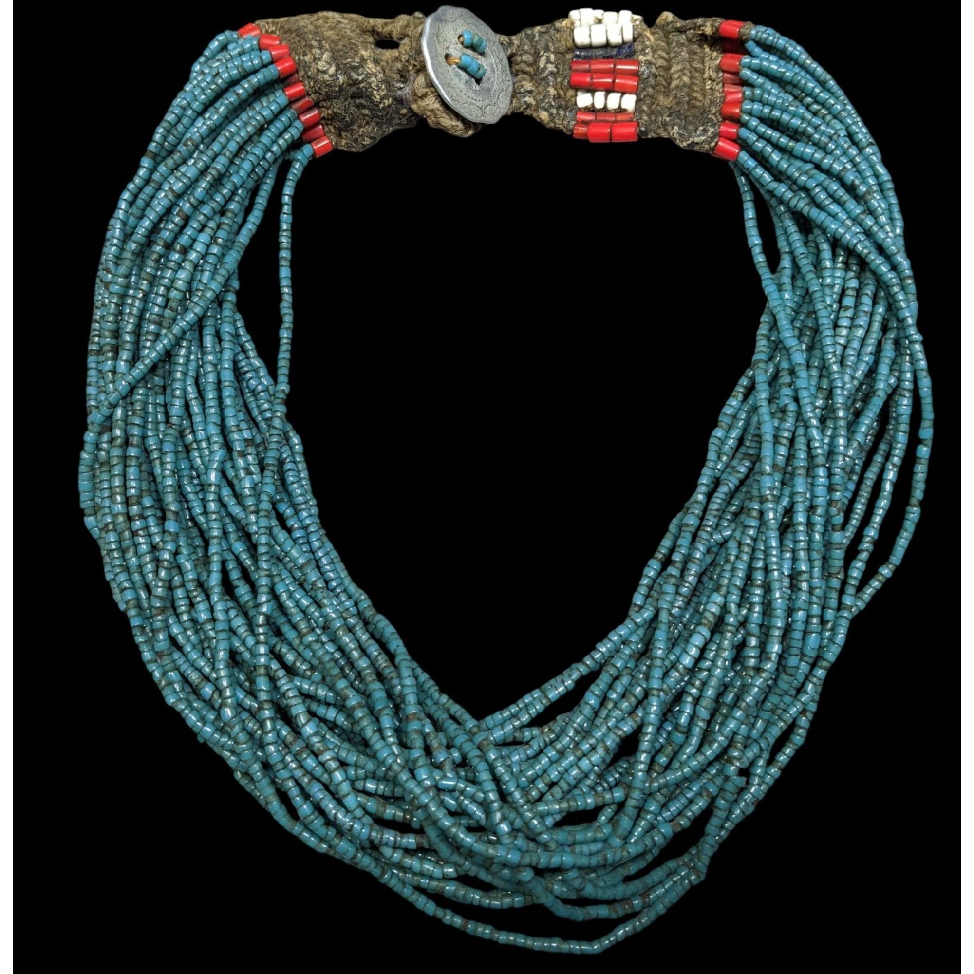 Vintage Authentic Konyak Naga Multistrand Glass Beaded Neckl