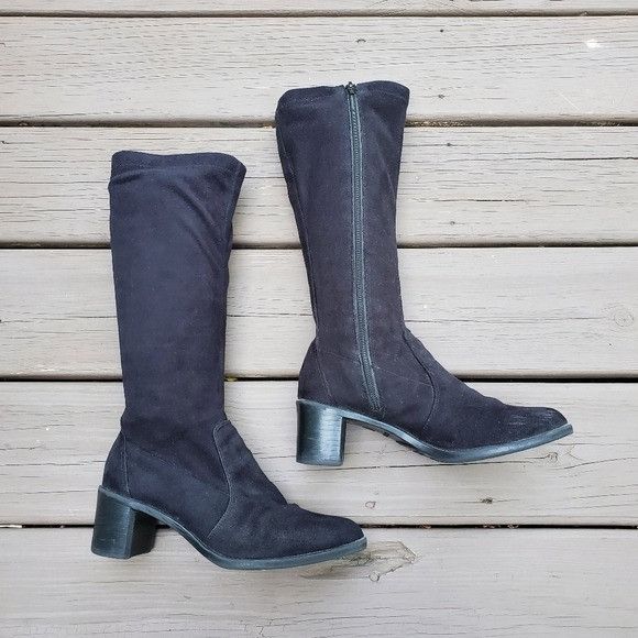Vintage Vintage 90s y2k Bratz Black Faux Suede Vegan Square Toe Boot Size US 7.5 / IT 37.5 - 2 Thumbnail