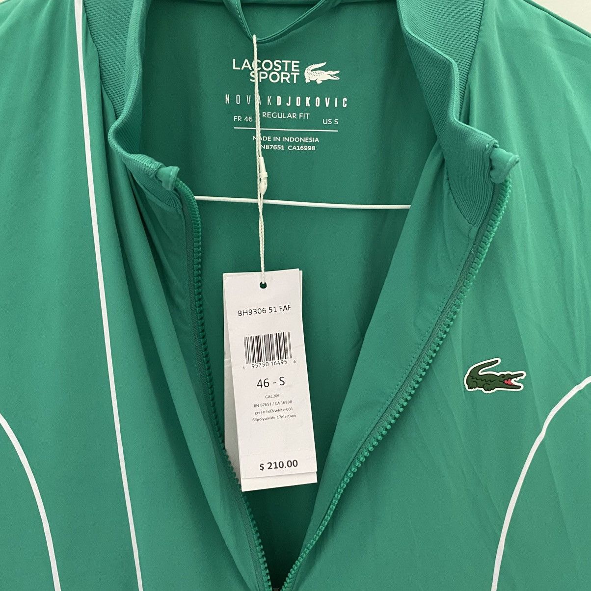 Lacoste Lacoste Sport Novak Djokovic Mens Small Green Jacket Size US S / EU 44-46 / 1 - 8 Thumbnail