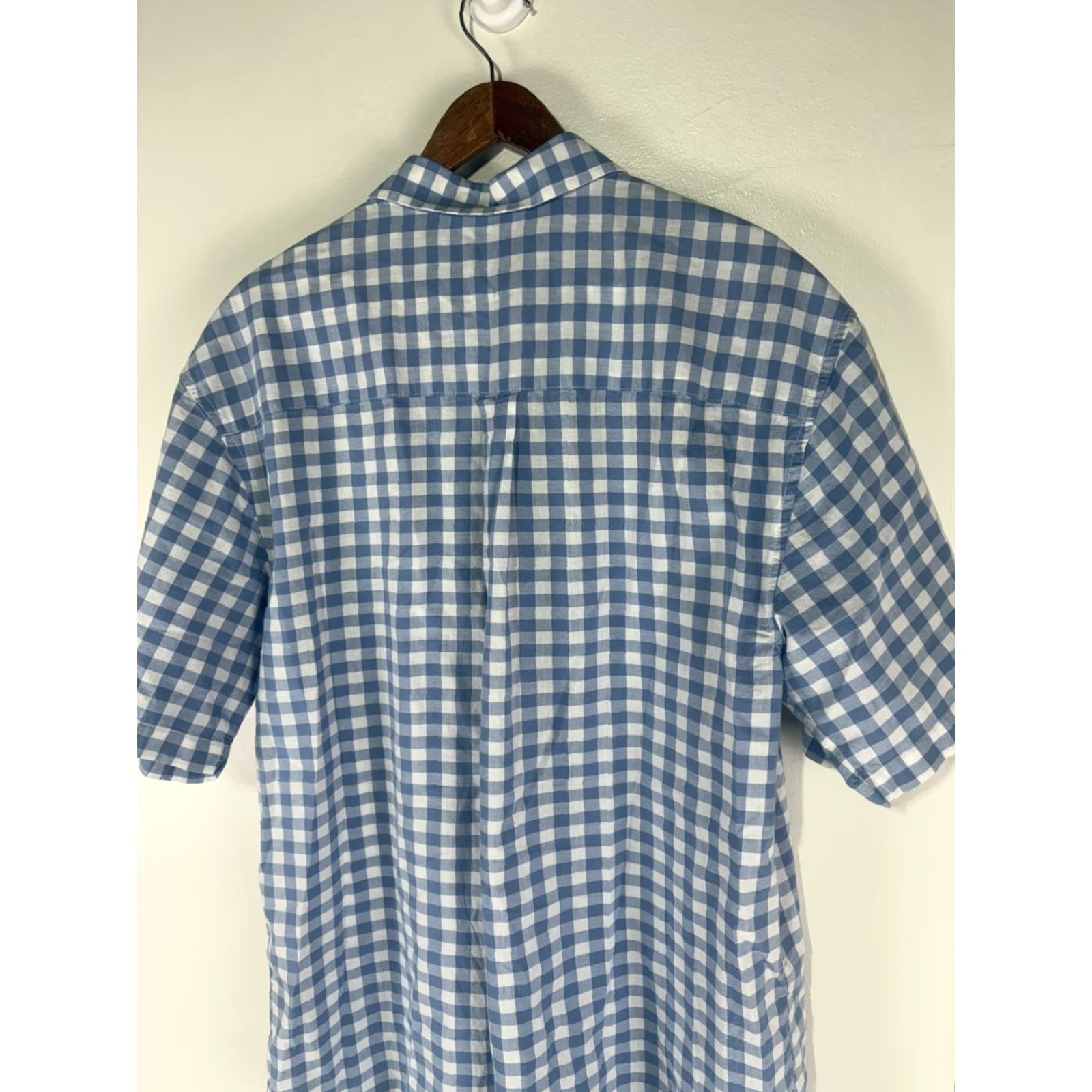 Vintage VINTAGE? No. Gioberti Italy Button-Up Shirt Men L blue/white check 100% cotton casual workwear breathable pockets Size US L / EU 52-54 / 3 - 5 Thumbnail