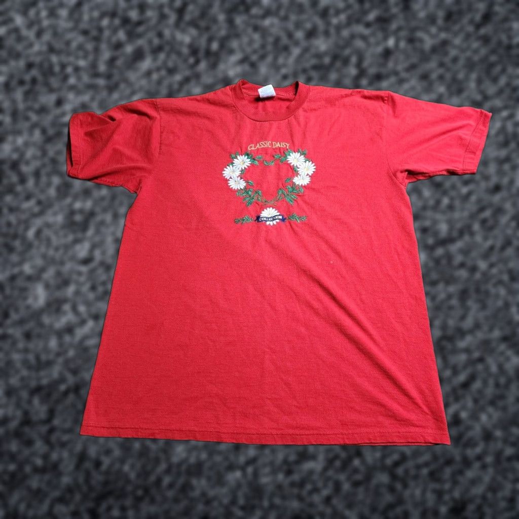 Jerzees VINTAGE Jerzees T-Shirt Mens XL Embroidered Daisy Collection Flower Nature Red 90s-1990s Shirt Size US XL / EU 56 / 4 - 1 Thumbnail