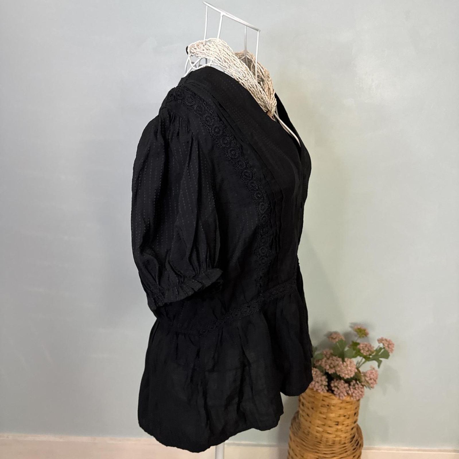 Other Stunning black vintage Y2K fitted babydoll peasant top Size XL / US 12-14 / IT 48-50 - 3 Thumbnail