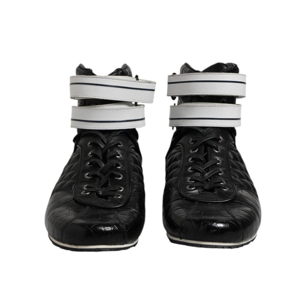 Dolce & Gabbana Dolce & Gabbana Black Quilted Leather Lace Up Sneakers Shoes Size US 11 / EU 44 - 2 Thumbnail