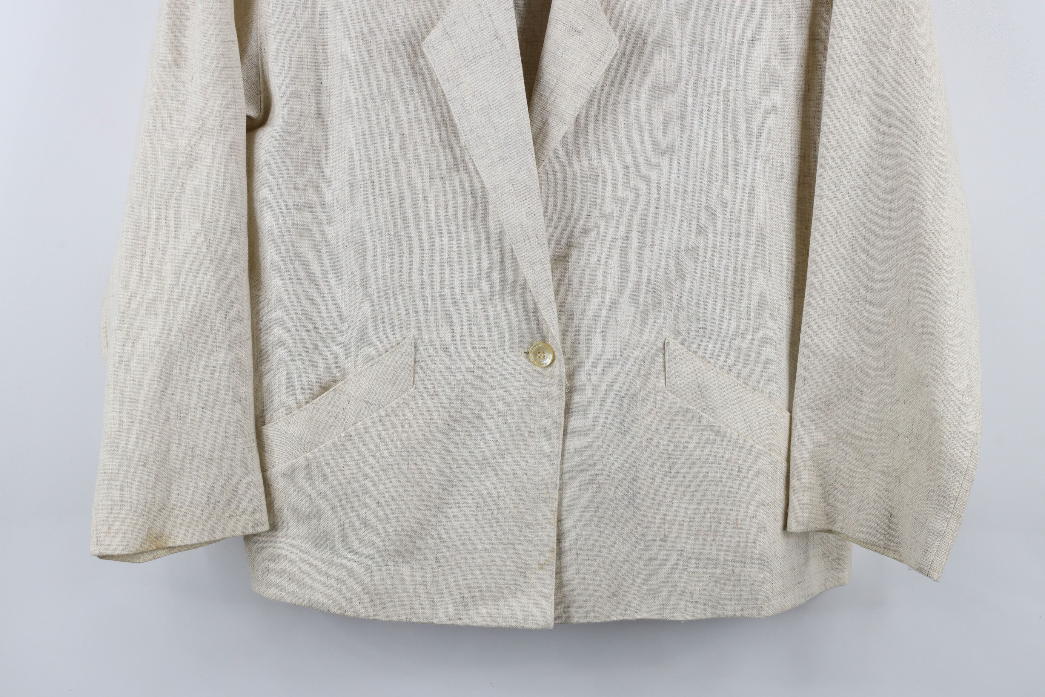Vintage Vintage 90s Atomic Fleck Flax Linen Blend Blazer Jacket USA Size XXL / US 16-18 / IT 52-54 - 3 Thumbnail