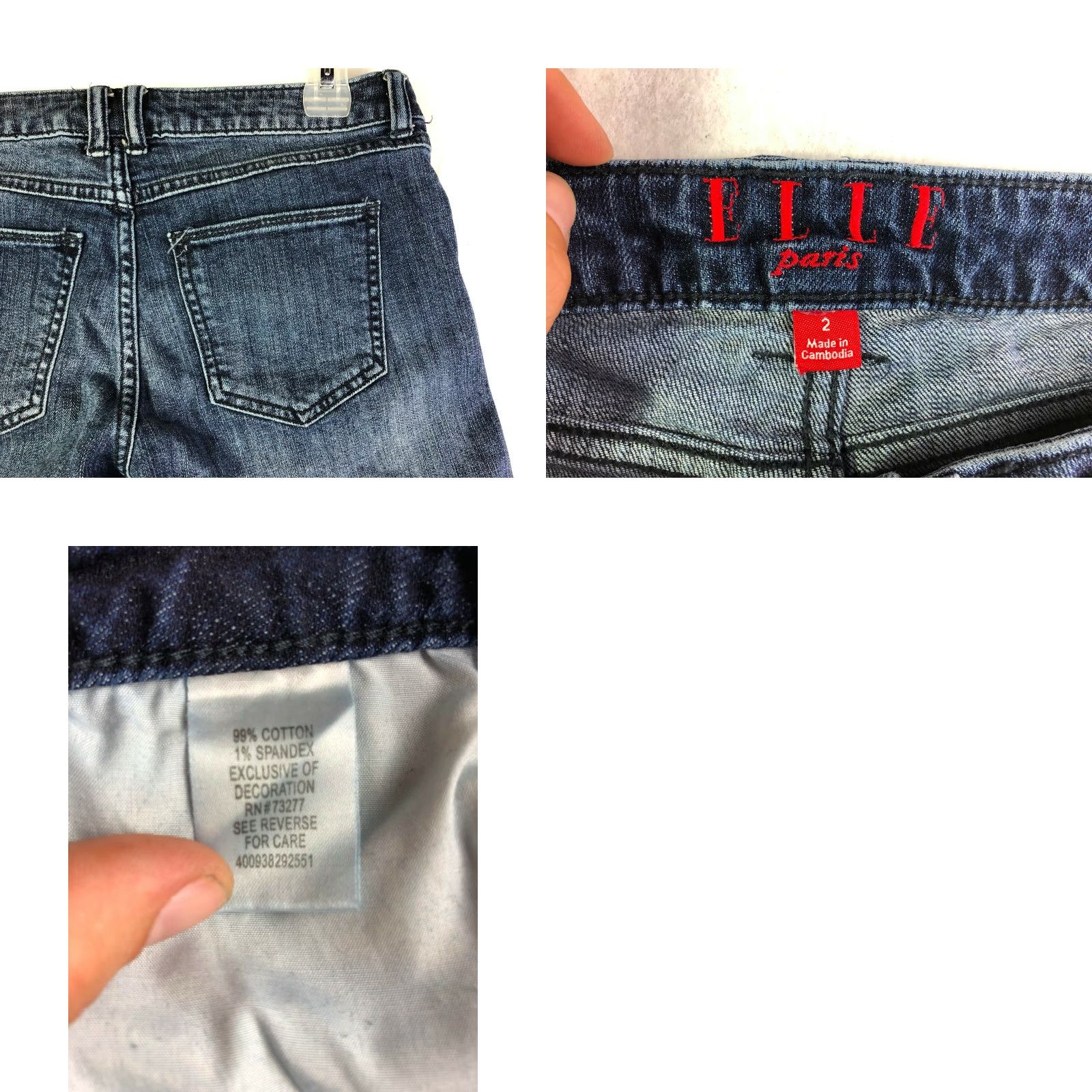 Vintage ELLE Paris Blue Jean Shorts Womens Size 2 29" Waist Measured Bottoms Regular Denim Cotton Black? No, Blue Size 29" - 8 Thumbnail
