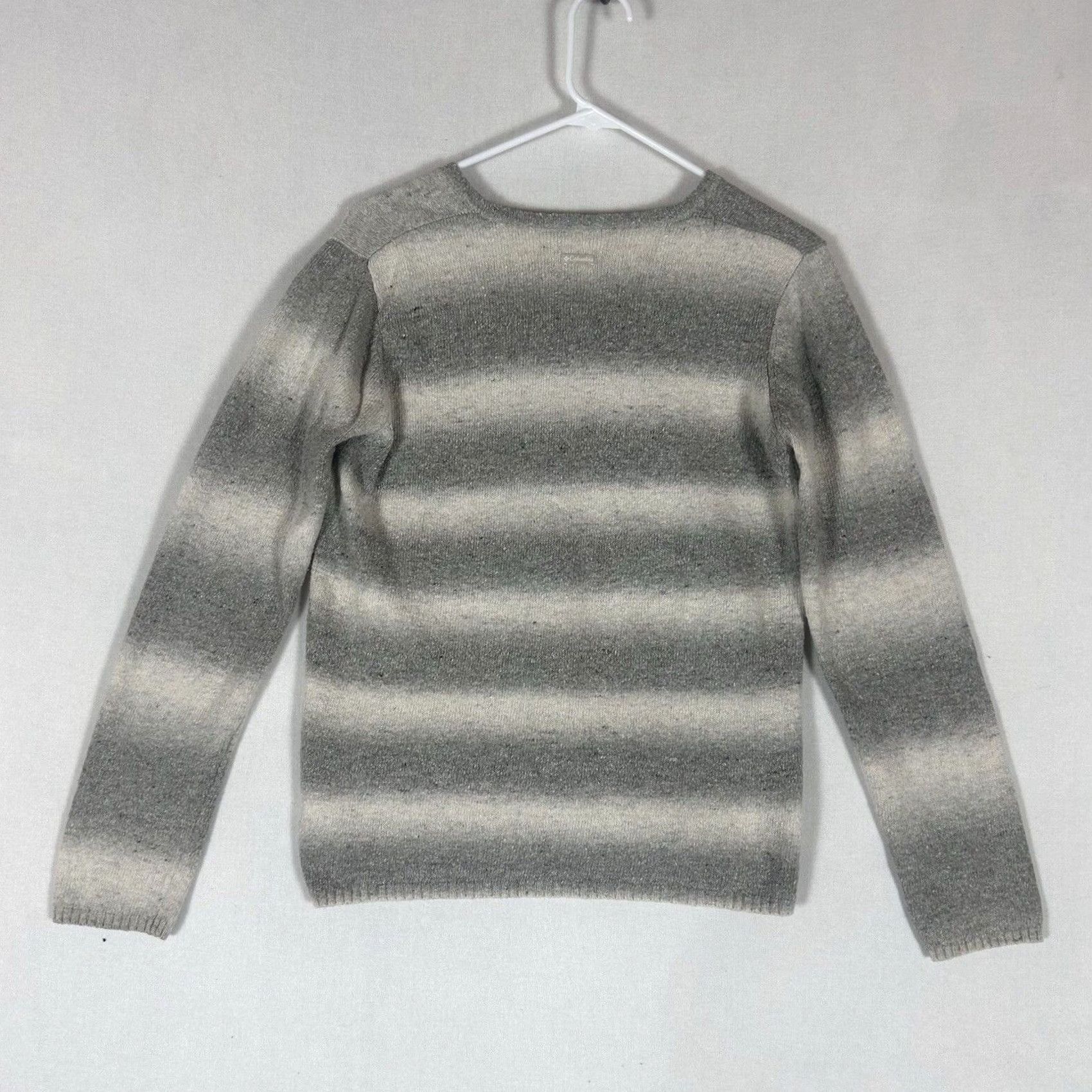 Vintage Columbia Womens Large V-Neck Sweater Gray Striped Long Sleeve Cotton Knit Pullover Casual All Seasons Fashion 90s Y2k Mens Womens Girls Size L / US 10 / IT 46 - 5 Thumbnail