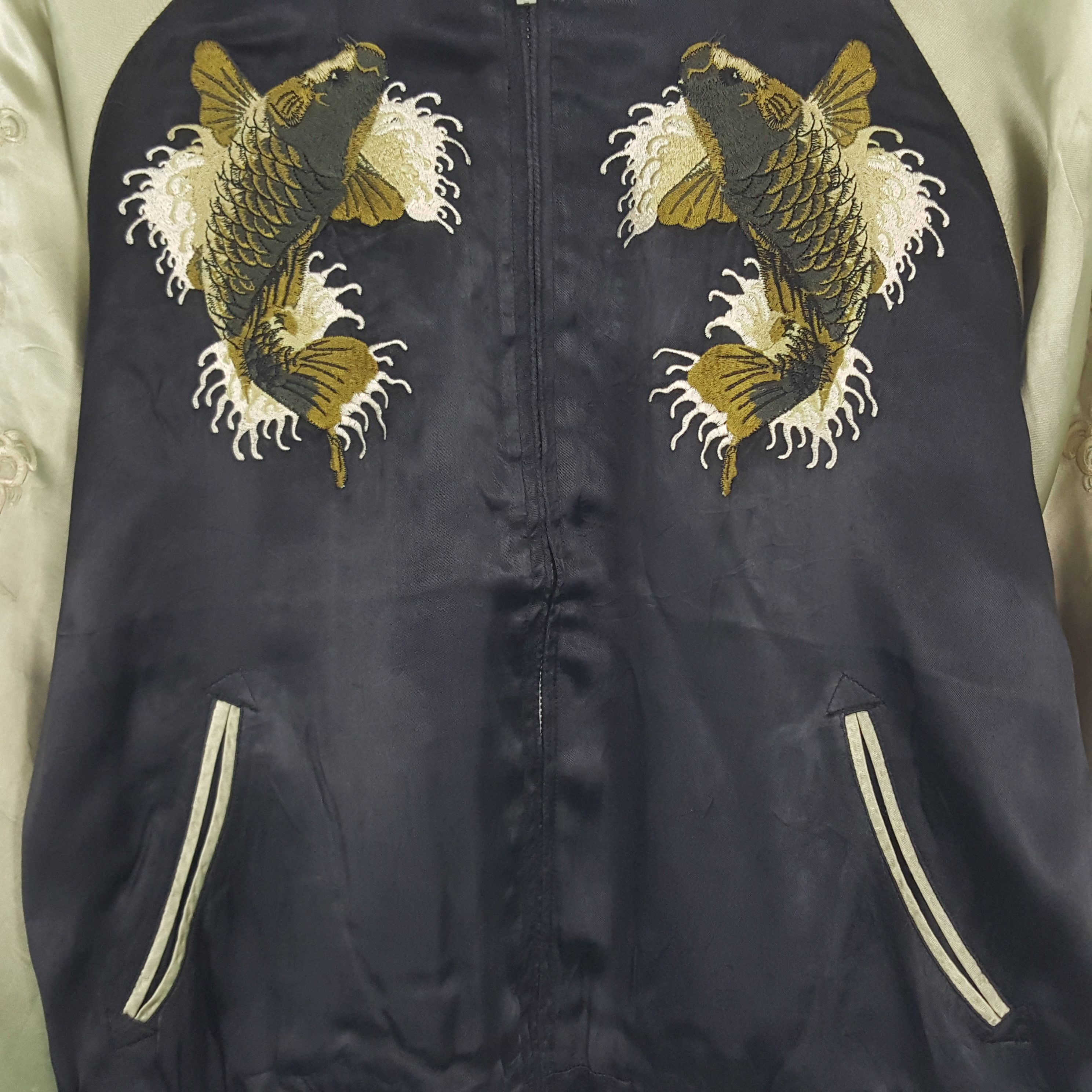 Vintage Vintage Sukajan Fish Koi Japan Reversible Zipper Jacket Size US M / EU 48-50 / 2 - 6 Thumbnail