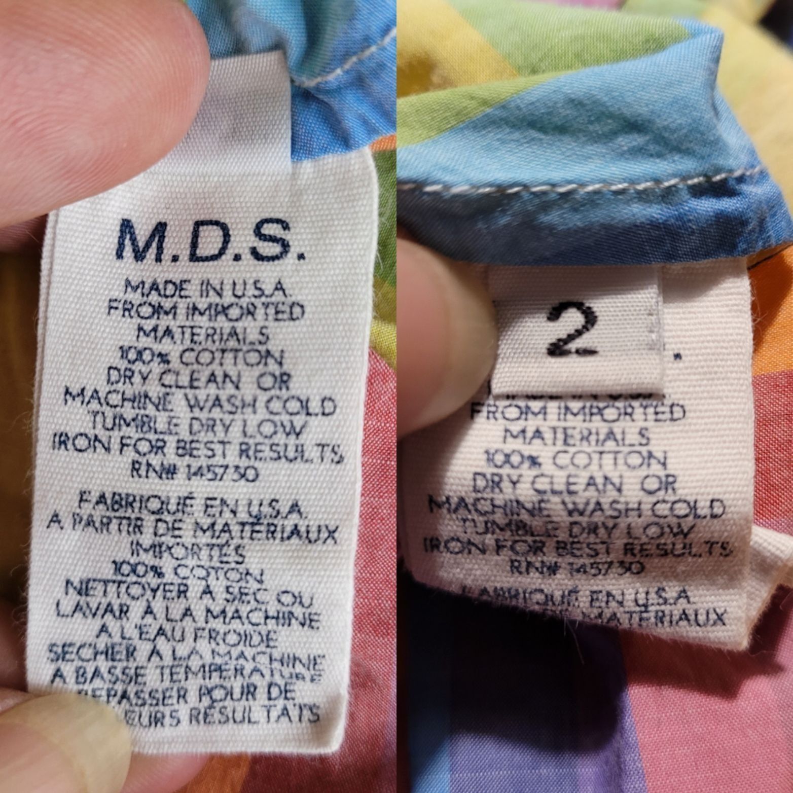 Vintage M.D.S. Stripe Pinafore Shirtdress Sz 2 Rainbow Midi Dress A- Size XS / US 0-2 / IT 36-38 - 2 Thumbnail