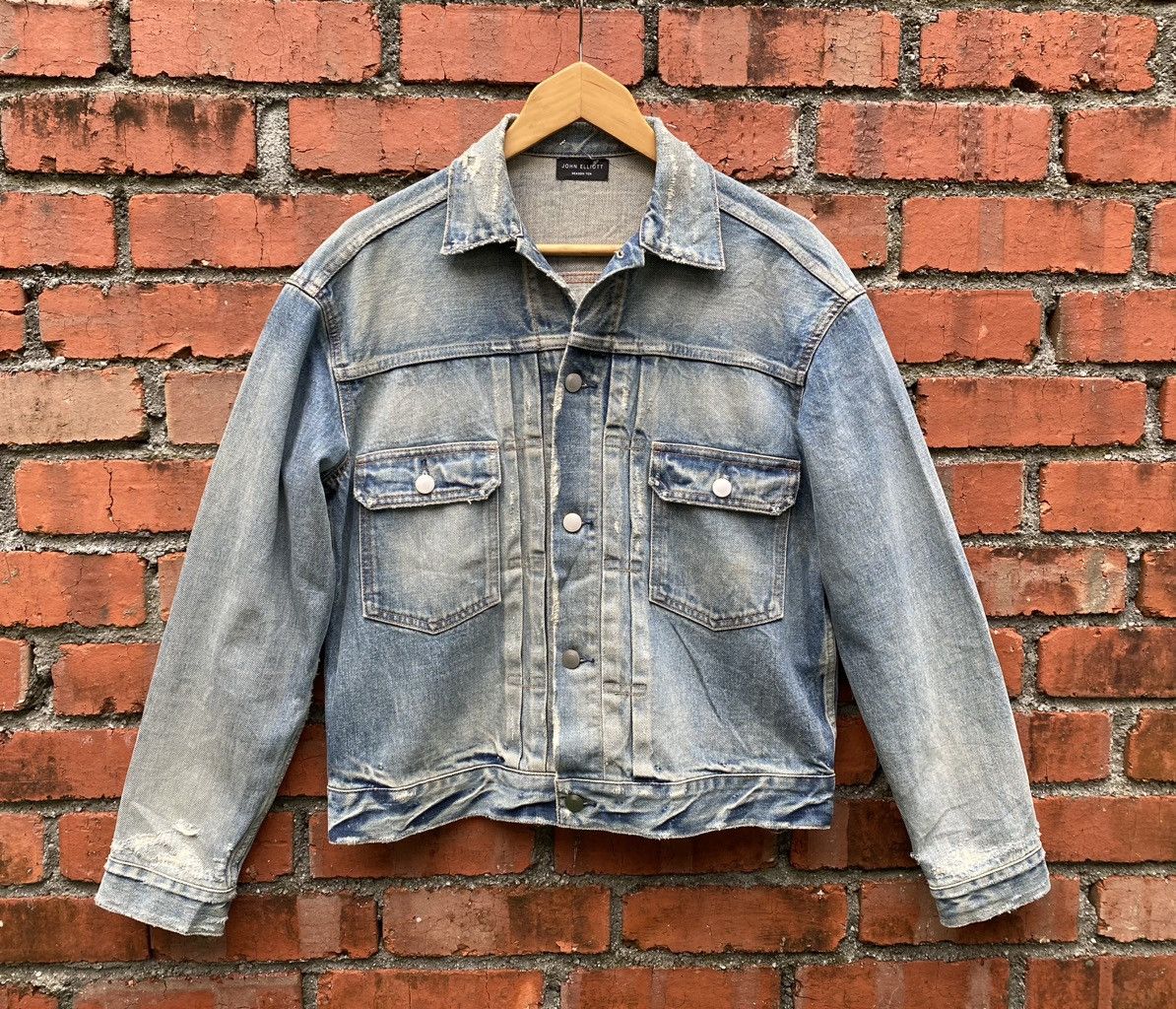 image of Distressed Denim John Elliott Blue Thumper Denime Jacket Season Ten, Men's (Size Small)