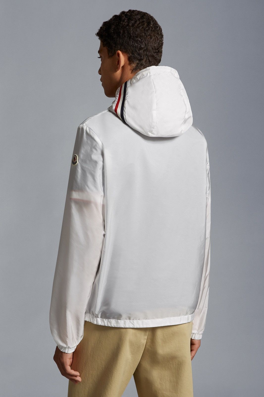 image of Moncler Grimpeurs Zip Hooded Windbreaker in White, Men's (Size Large)