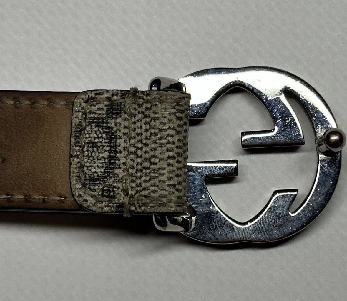 Gucci Gucci Beige/Brown GG Thin Belt 70cm Silver Buckle Size ONE SIZE - 6 Thumbnail