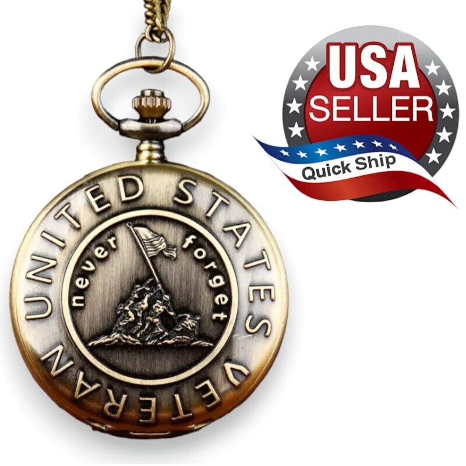 Other U.S. Veterans • Never Forget • Pocket Watch & Chain Size ONE SIZE - 1 Thumbnail