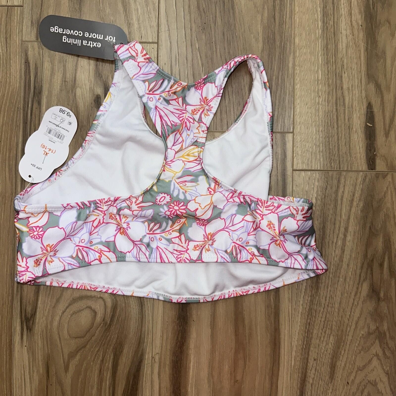 Other WONDER NATION Girls Size XL Purple Pink Floral Swim Top New Size ONE SIZE - 3 Thumbnail