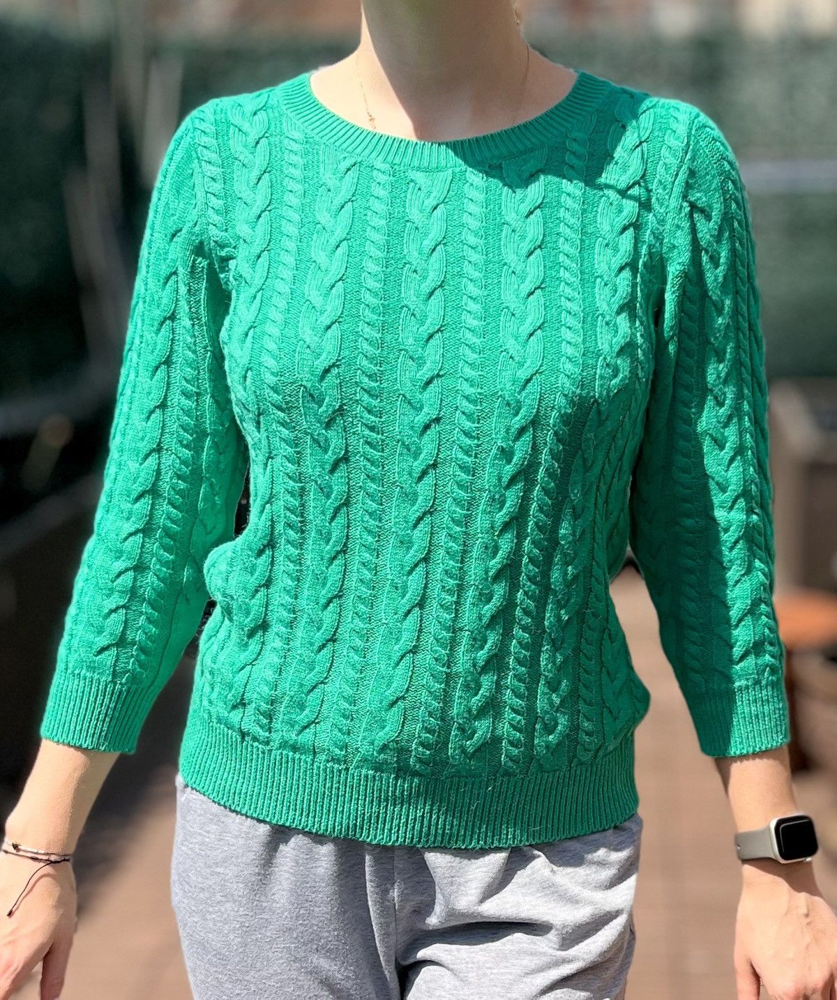 H&M Women’s H&M Basic Green Cable Knit Sweater Size S knit Size S / US 4 / IT 40 - 2 Thumbnail
