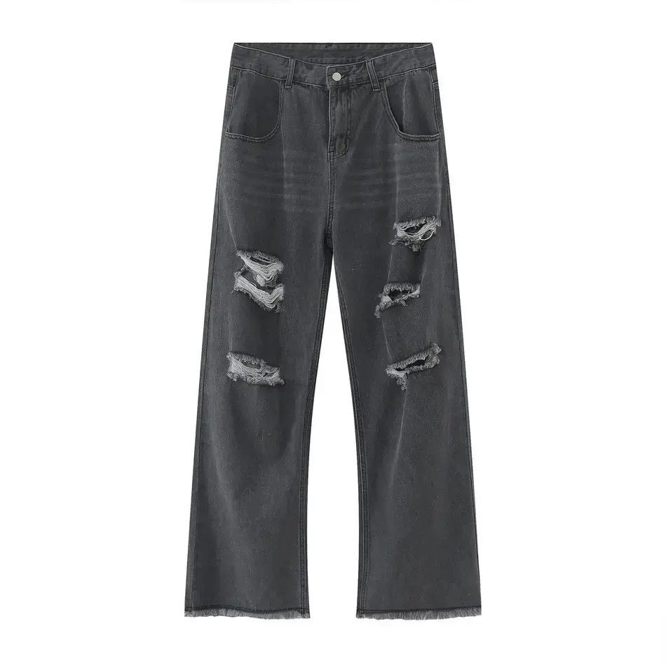Japanese Brand Retro loose fringed ripped jeans Size US 32 / EU 48 - 5 Thumbnail
