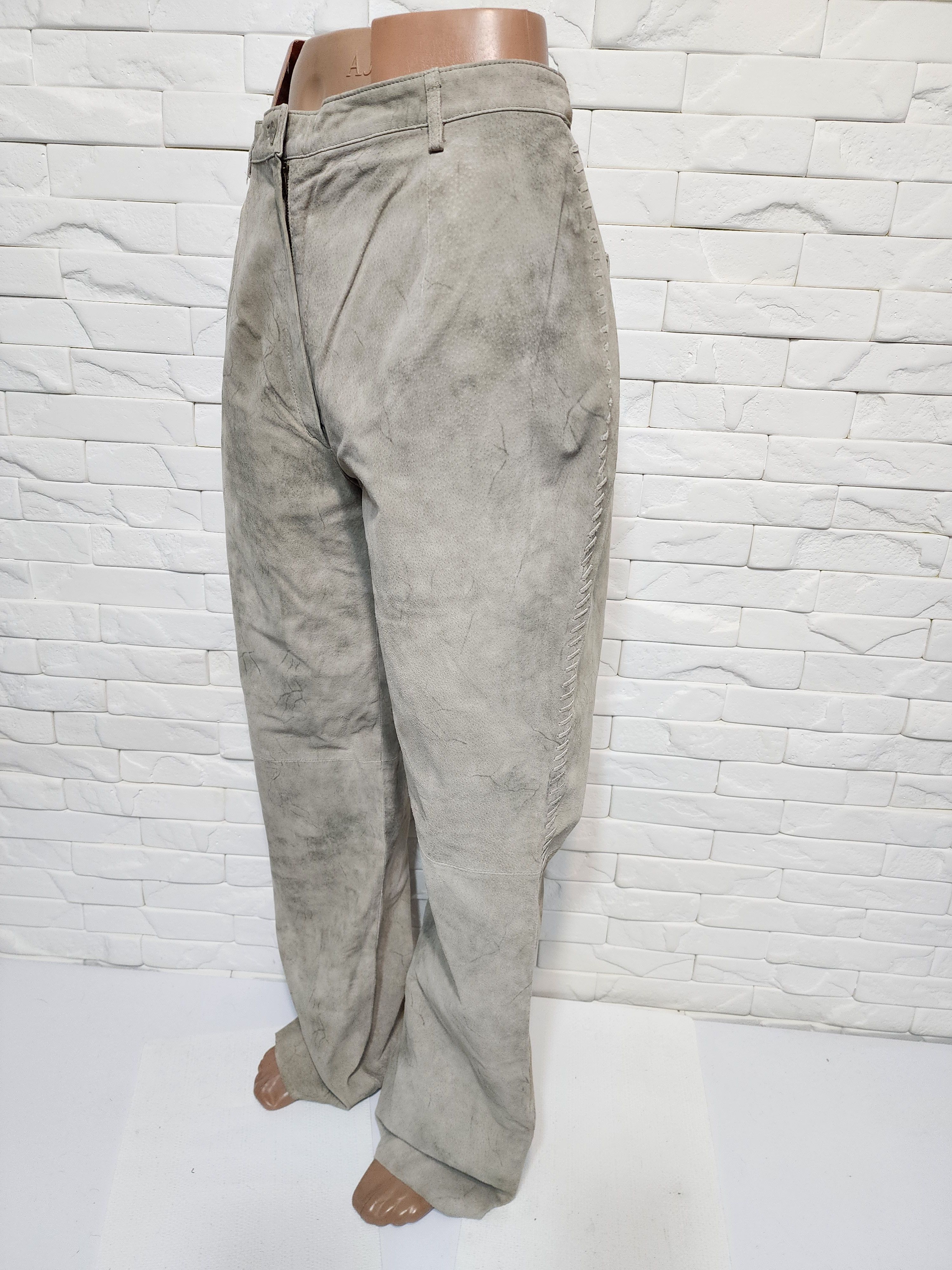 Genuine Leather Gray Leather Pants: Women's Genuine Suede Trousers Size 36" / US 14 / IT 50 - 4 Thumbnail