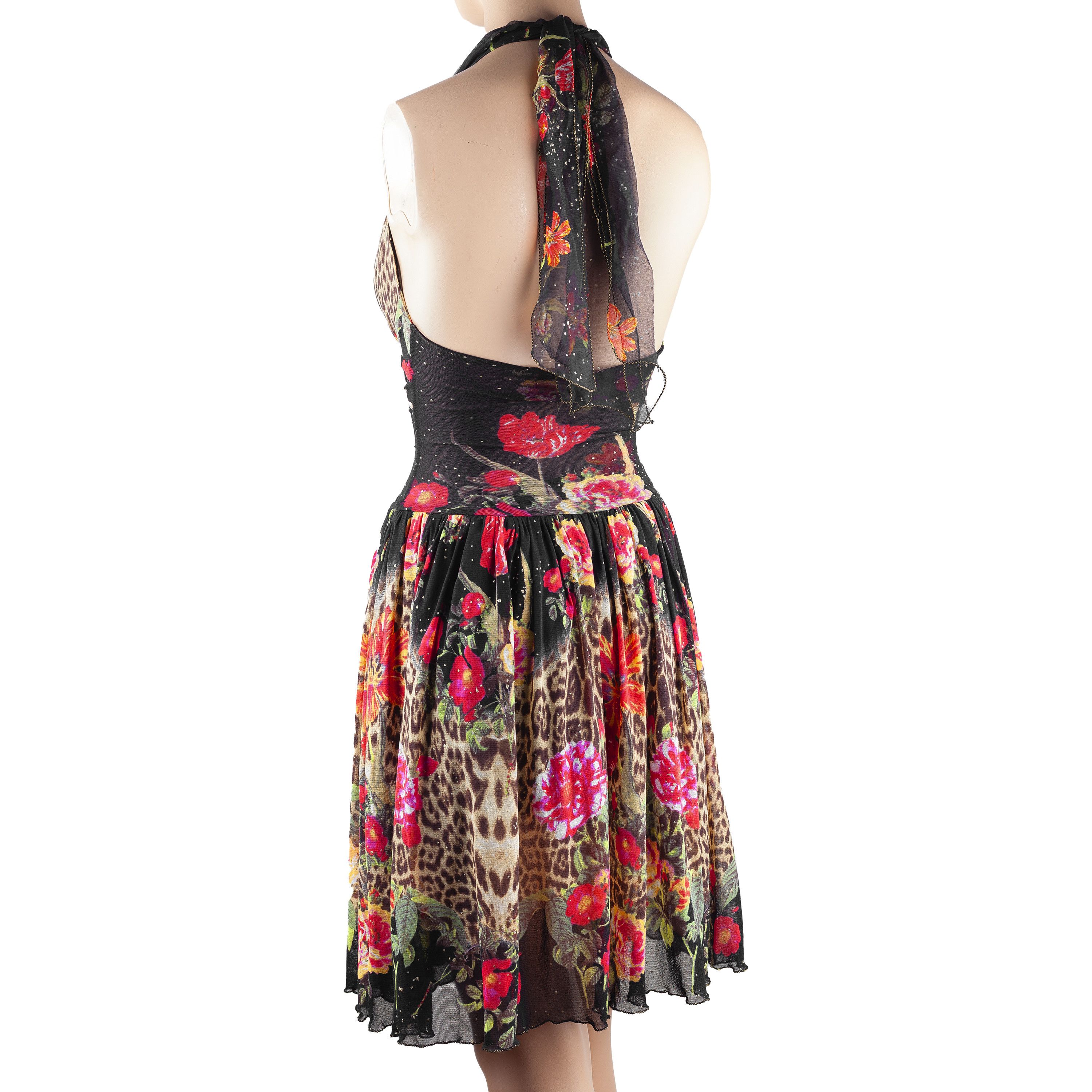 Roberto Cavalli Roberto Cavall Polyamide Mesh Floral Cheetah Midi Dress (M) Size M / US 6-8 / IT 42-44 - 2 Thumbnail