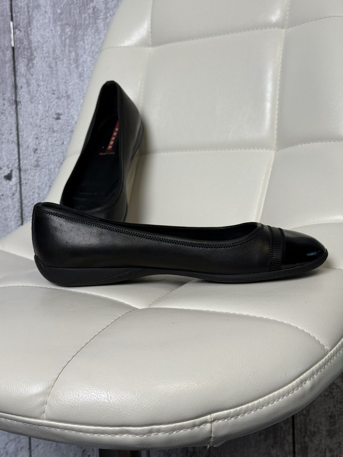 Prada Vintage 00s Prada Ballet Flats Leather Patent Toe Cap Shoes Size US 8 / IT 38 - 6 Thumbnail