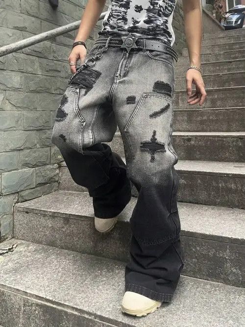 Japanese Brand × Vintage Casual Fit Distressed Ripped Wide Leg Jeans Size US 32 / EU 48 - 3 Thumbnail