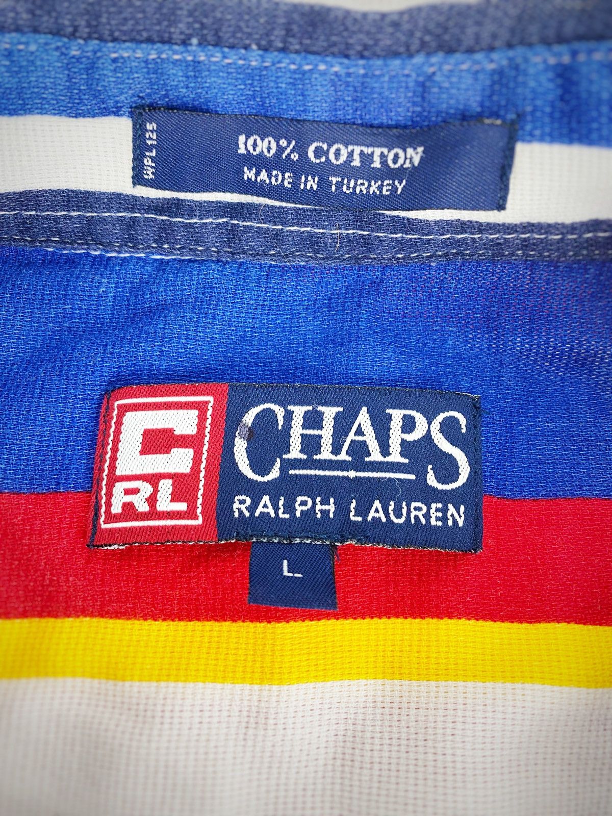 Chaps Ralph Lauren × Vintage 90's Chaps Ralph Lauren Rainbow Striped Button Up Shirt Size US L / EU 52-54 / 3 - 9 Thumbnail