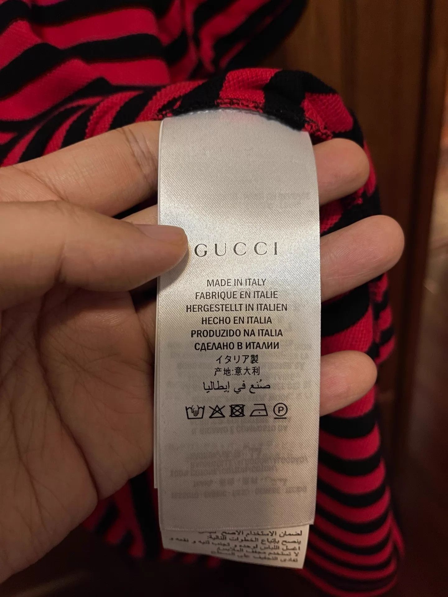 Gucci Gucci Red Black Stripe Fitted Polo L (Italy) Size US L / EU 52-54 / 3 - 6 Thumbnail