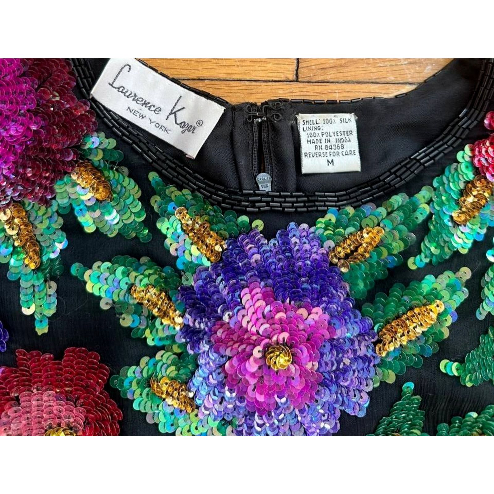 JOHN LAWRENCE SULLIVAN Laurence Kazar Vintage Kazar Silk Sequin Floral M A000609 Size M / US 6-8 / IT 42-44 - 7 Thumbnail