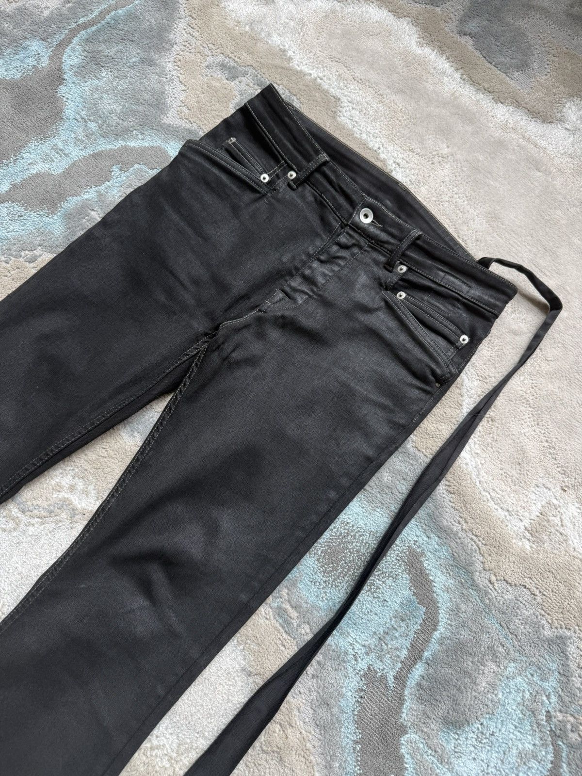 Rick Owens Drkshdw Rick Owen “Foil” Waxed Tyrone Bootcuts Size US 31 - 2 Thumbnail
