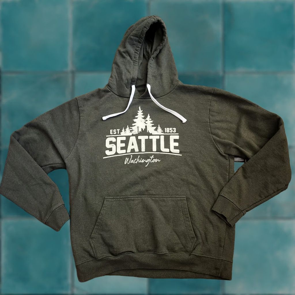 Vintage Seattle Shirt Company Hoodie Men’s Large Green Seattle Washington Pullover Size US L / EU 52-54 / 3 - 1 Thumbnail