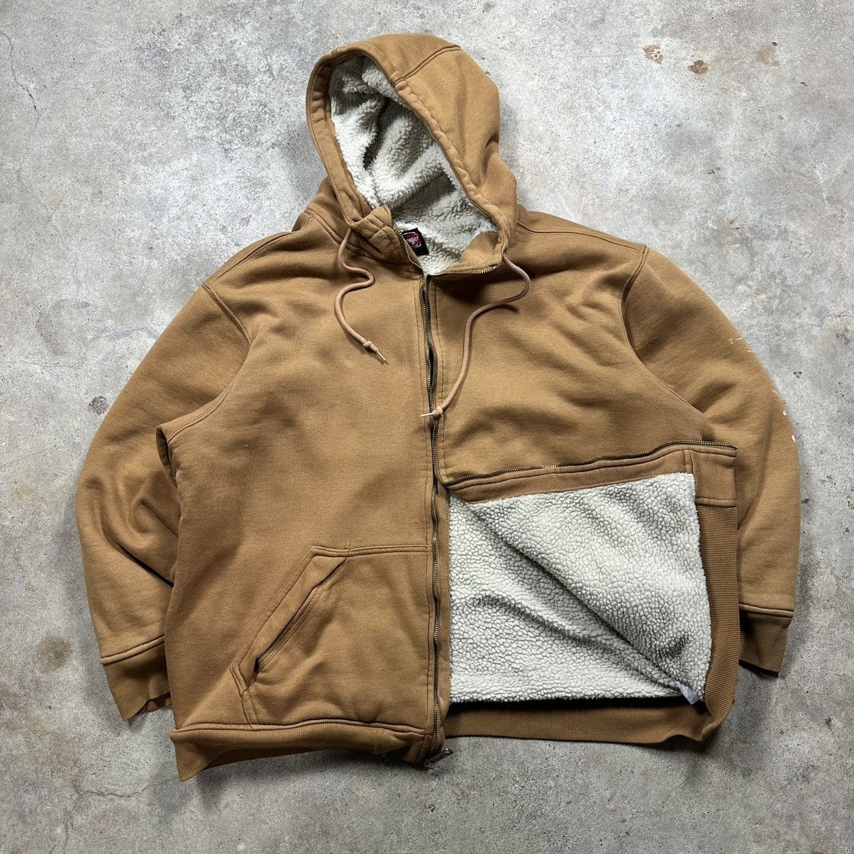 Wrangler Vintage Y2K Tan Wrangler Workwear Sherpa Lined Zip Up Hoodie Size US XL / EU 56 / 4 - 7 Thumbnail
