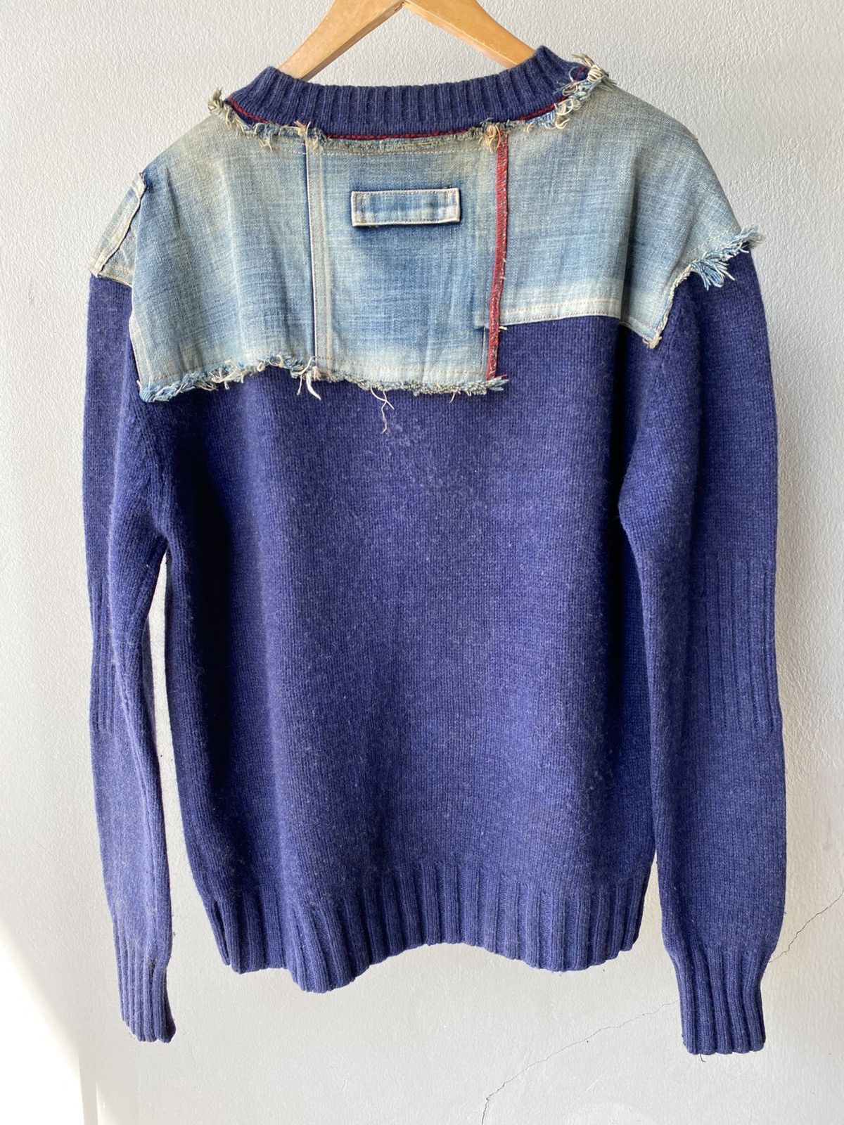 Darn Tough × Designer TOUGH JEANS Indigo Denim Patch Knit Size US XL / EU 56 / 4 - 7 Thumbnail