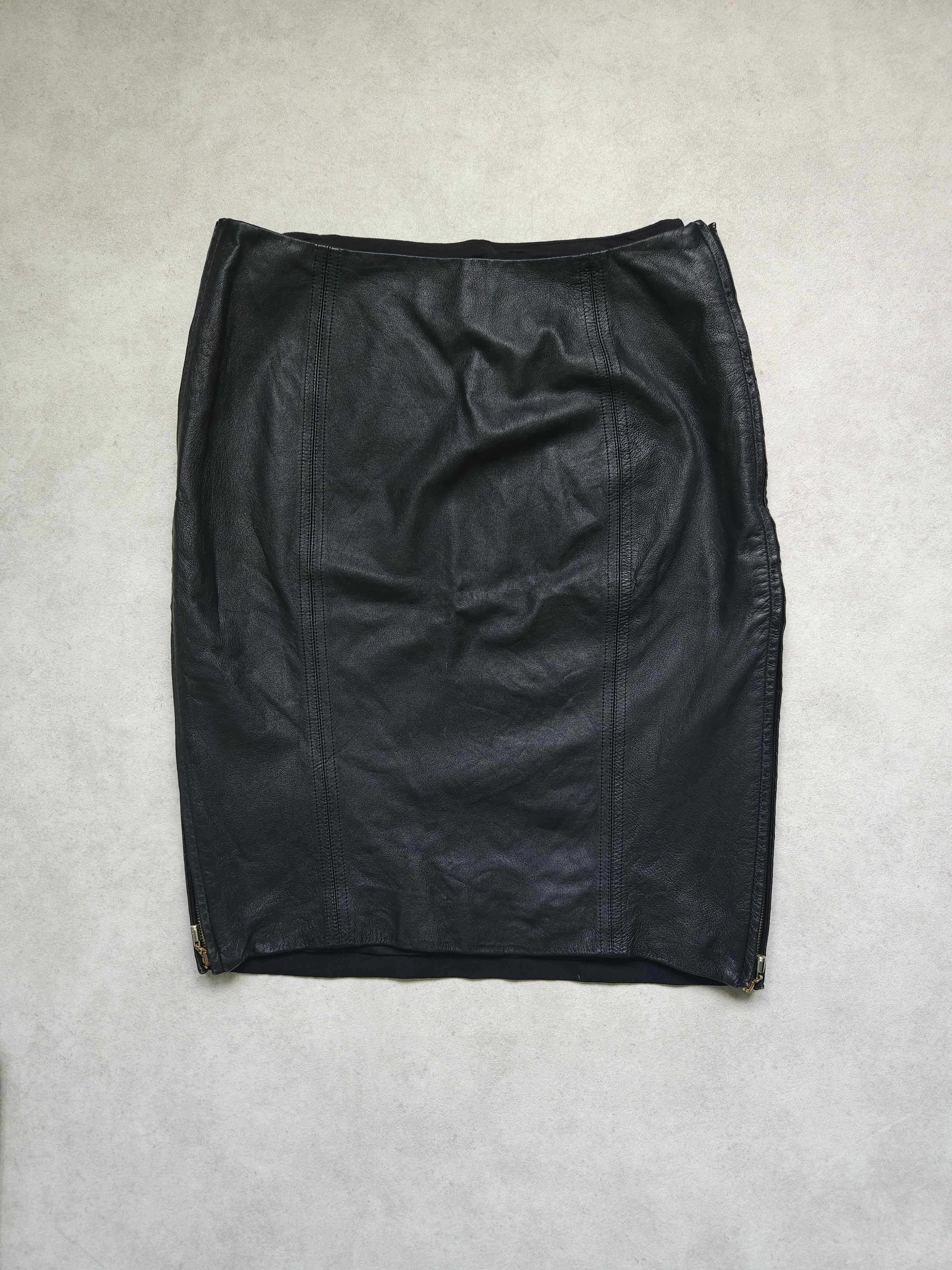 Versace Gianni Versace Couture leather and wool zip off pencil skirt Size 27" / US 4 / IT 40 - 2 Thumbnail